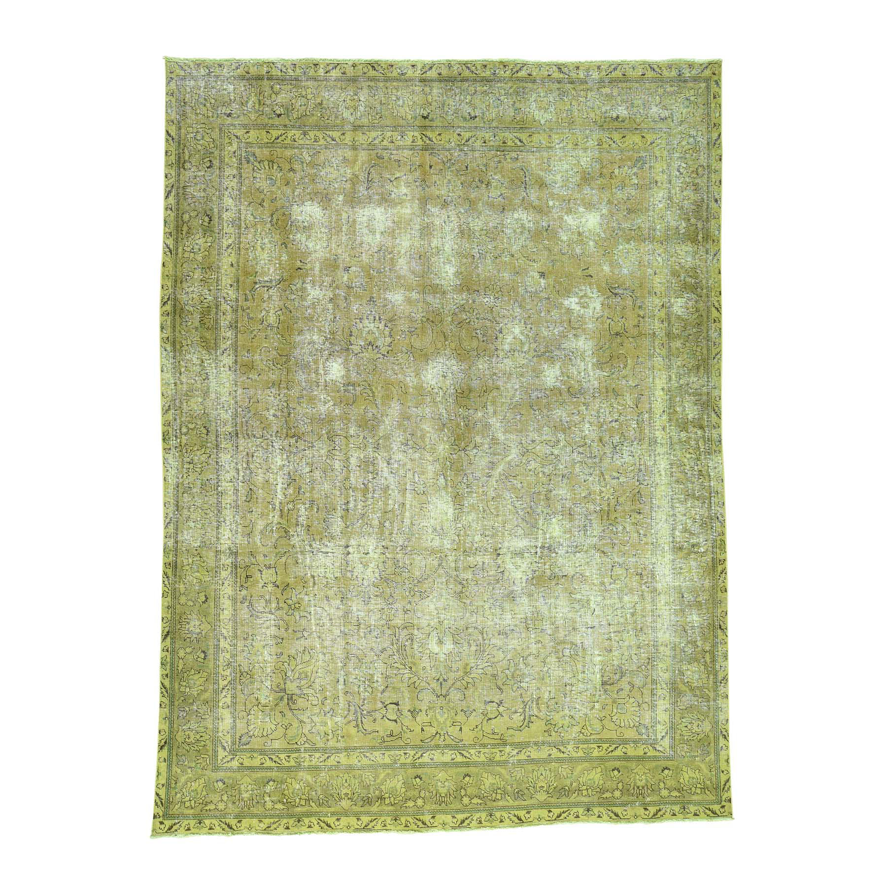 9-2 x12-6  Handmade Pure Wool Overdyed Persian Tabriz Vintage Carpet 