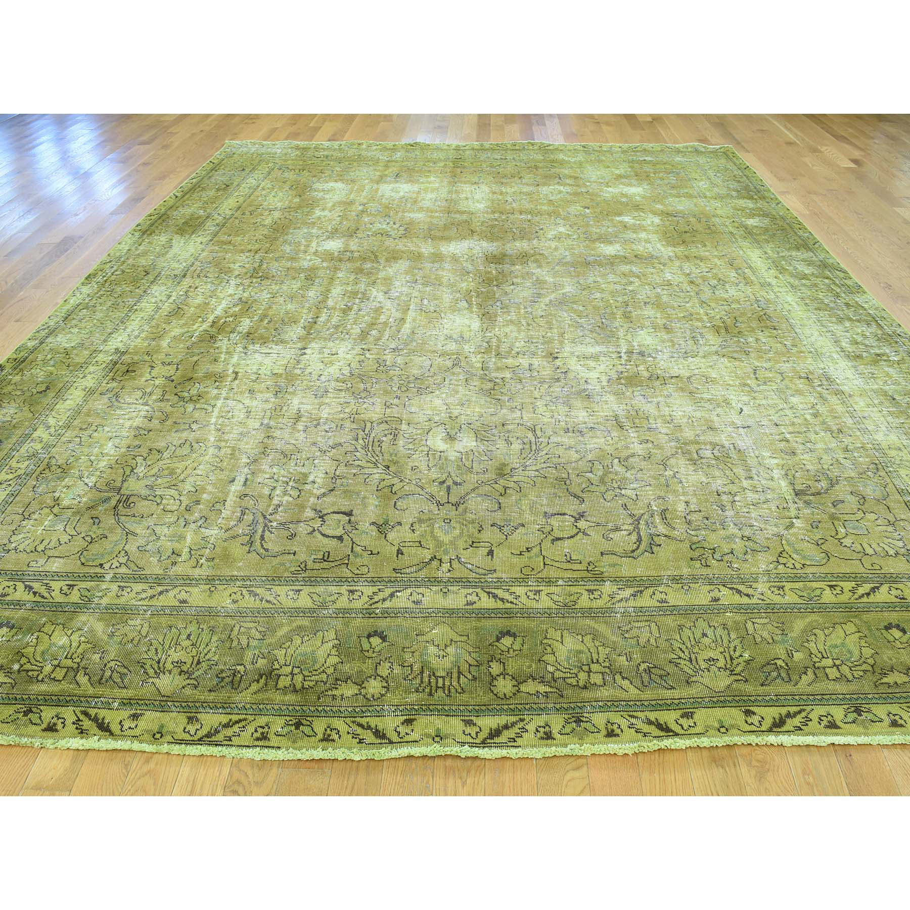 9-2 x12-6  Handmade Pure Wool Overdyed Persian Tabriz Vintage Carpet 