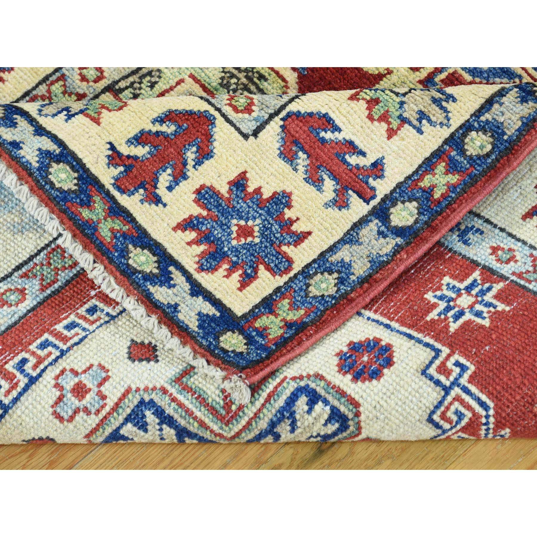 2-10 x10-3  Hand-Knotted Red Kazak Geometric Design Runner Oriental Rug 