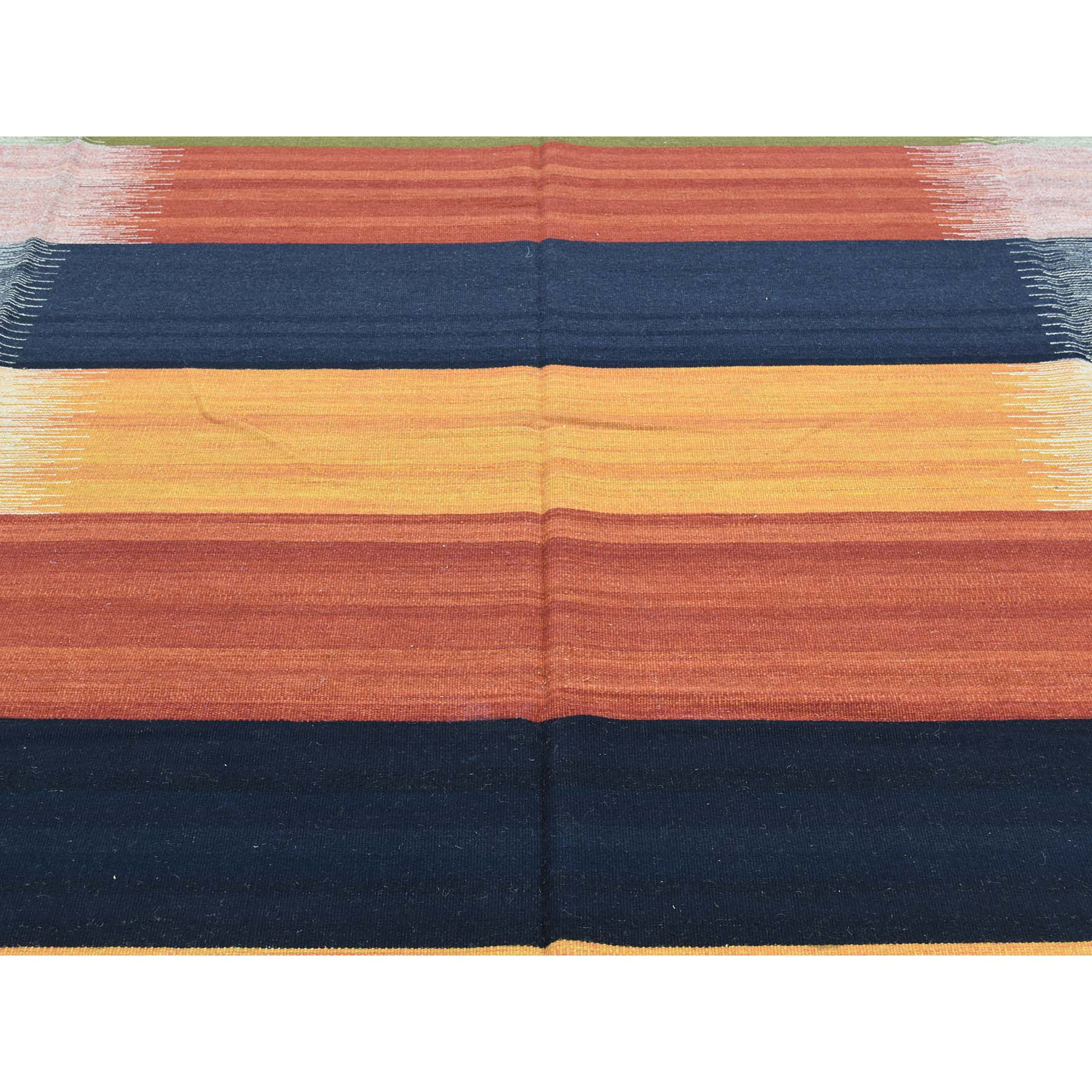 9-x12-6  Hand-Woven Colorful Flat Weave Reversible Durie Kilim Carpet 