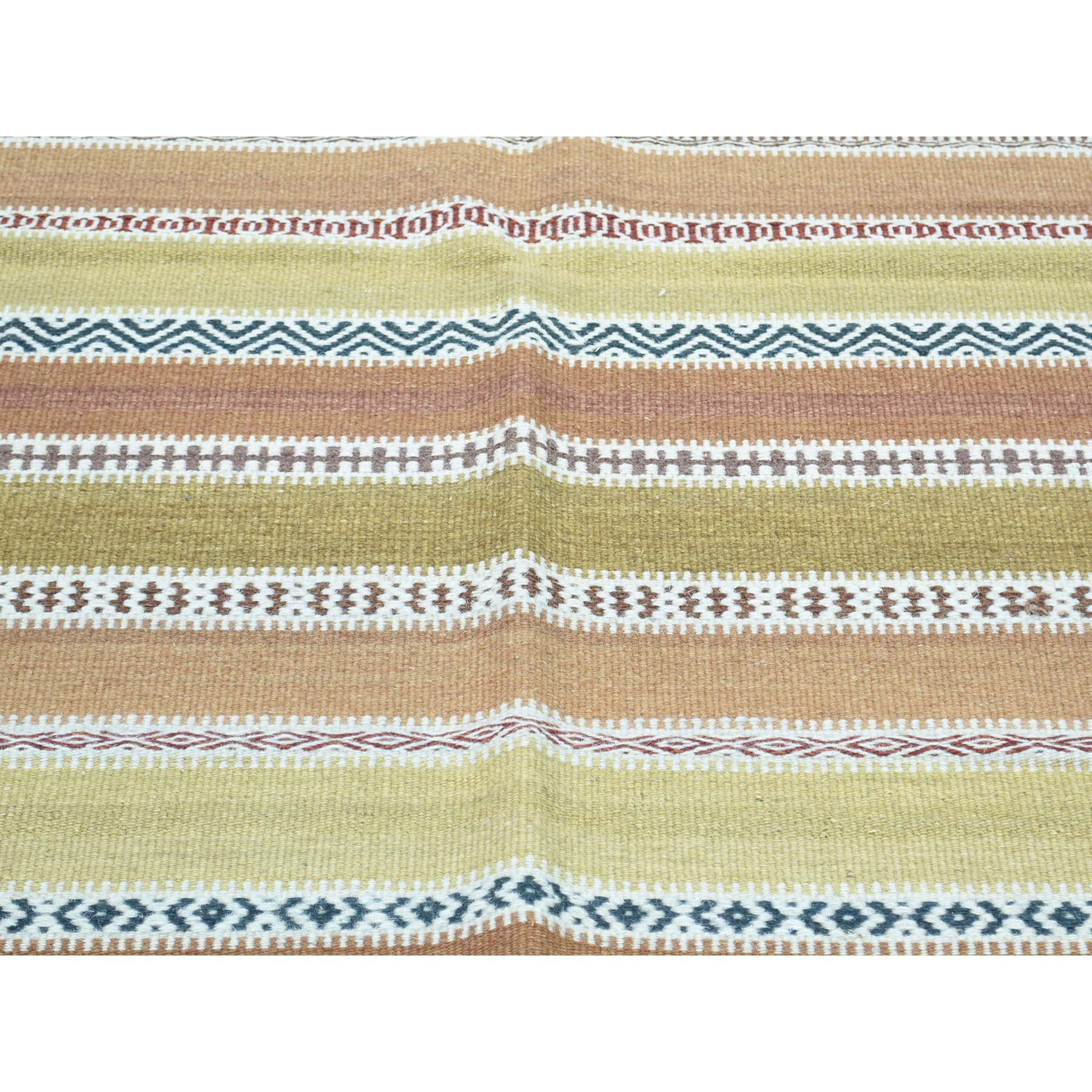 4-x6- Hand-Woven Striped Durie Kilim 100 Percent Wool Flat Weave Rug 
