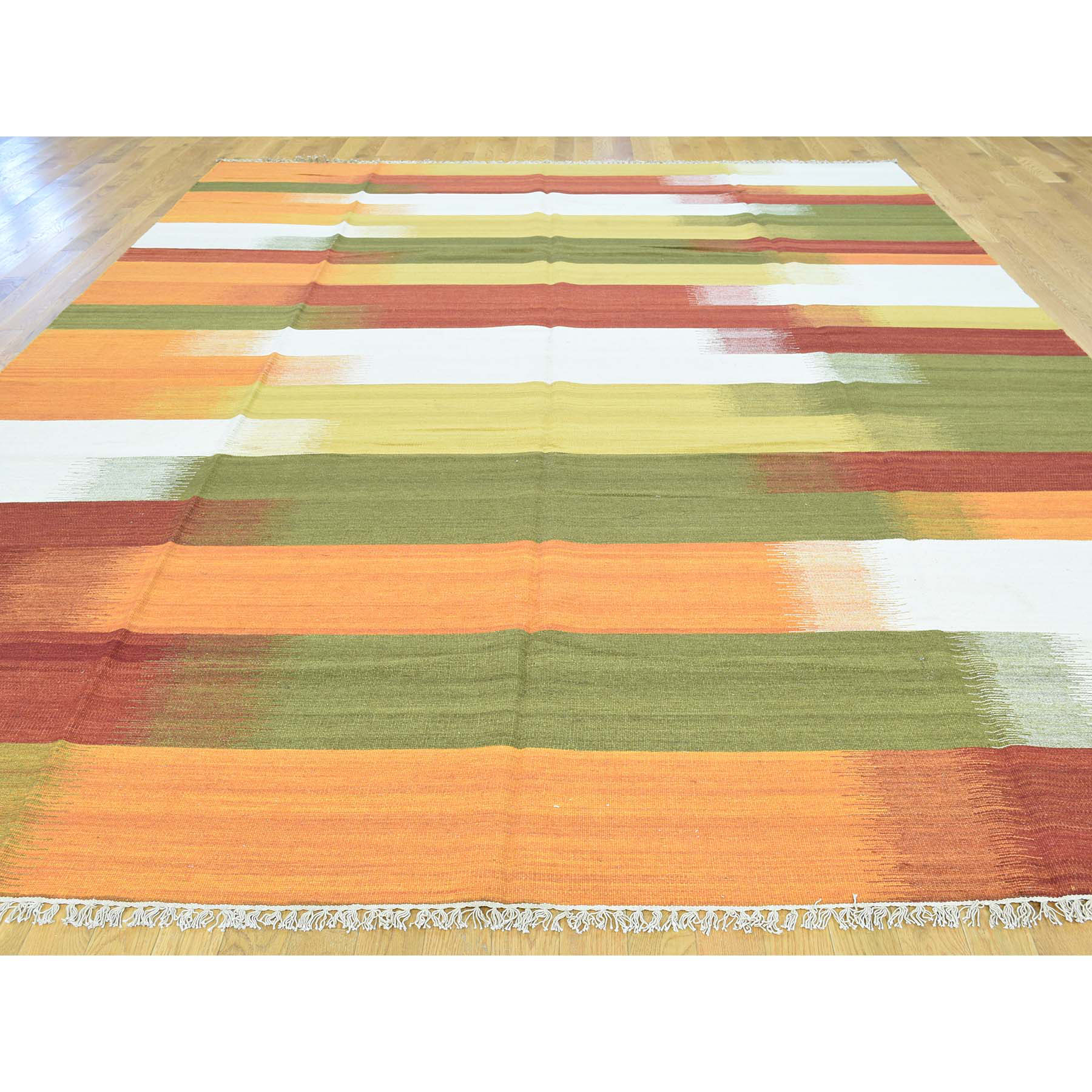 9-1 x12-6  Hand-Woven Durie Kilim Pure Wool Flat Weave Colorful Rug 