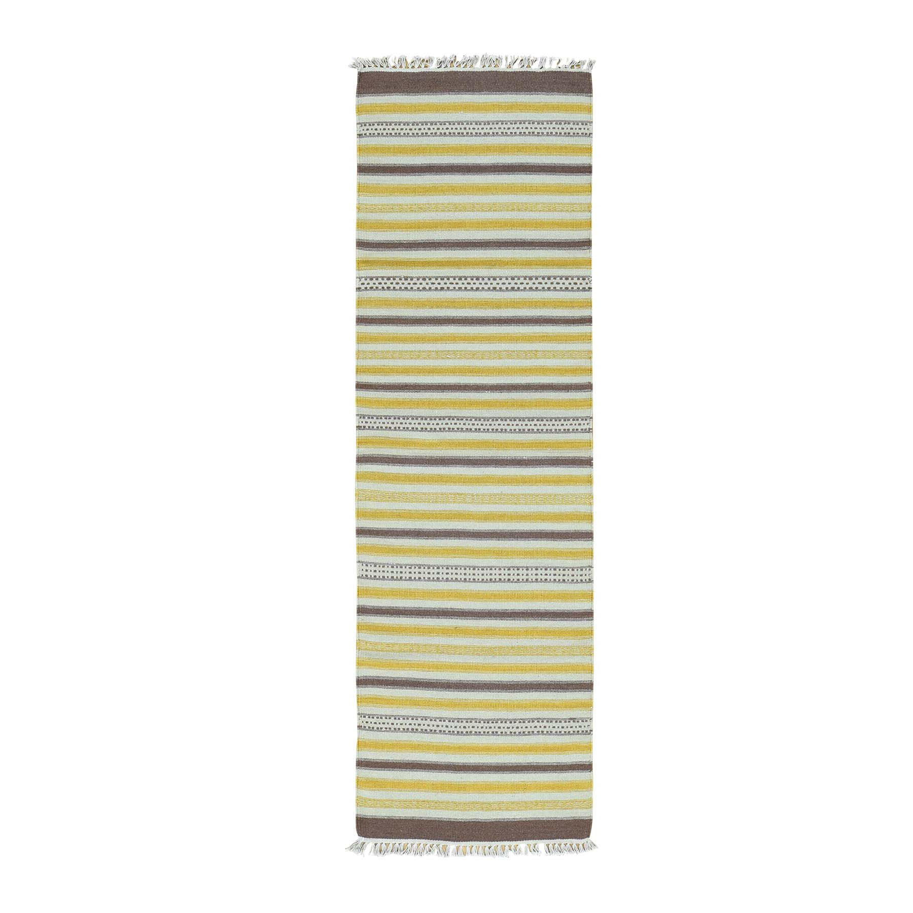 2'5"X8' Hand-Woven Pure Wool Flat Weave Striped Durie Kilim Runner Rug moaca8c8