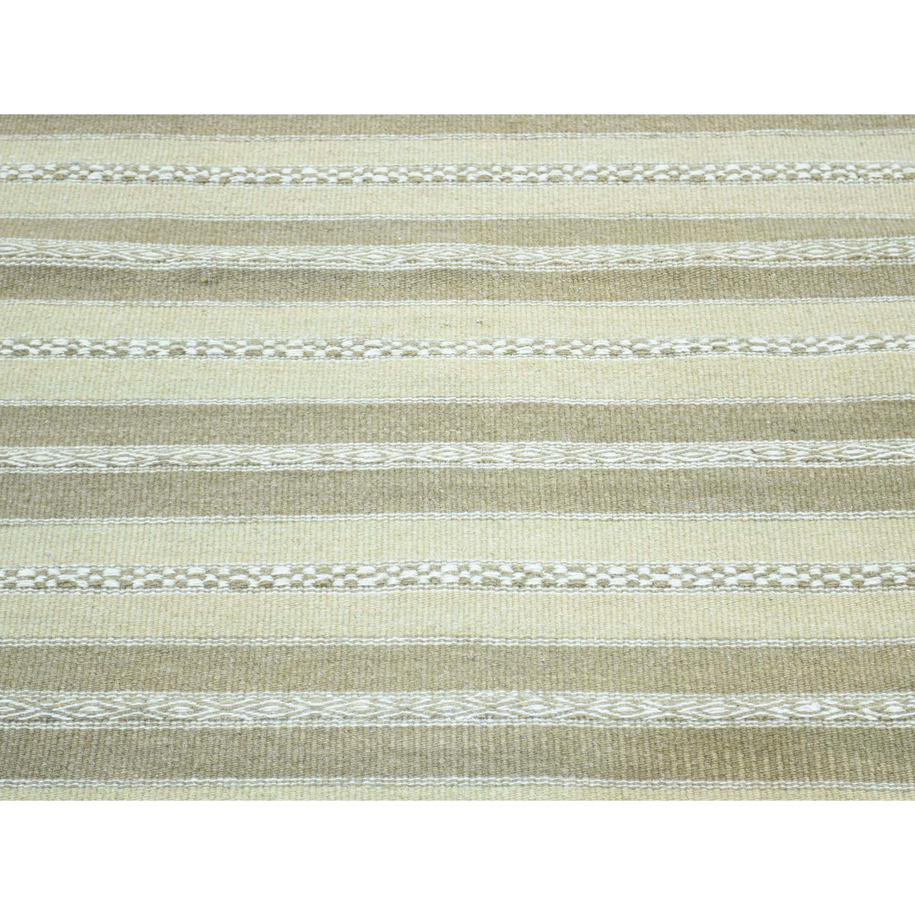 2-9 x4-10  Hand-Woven Durie Kilim Pure Wool Flat Weave Striped Rug 