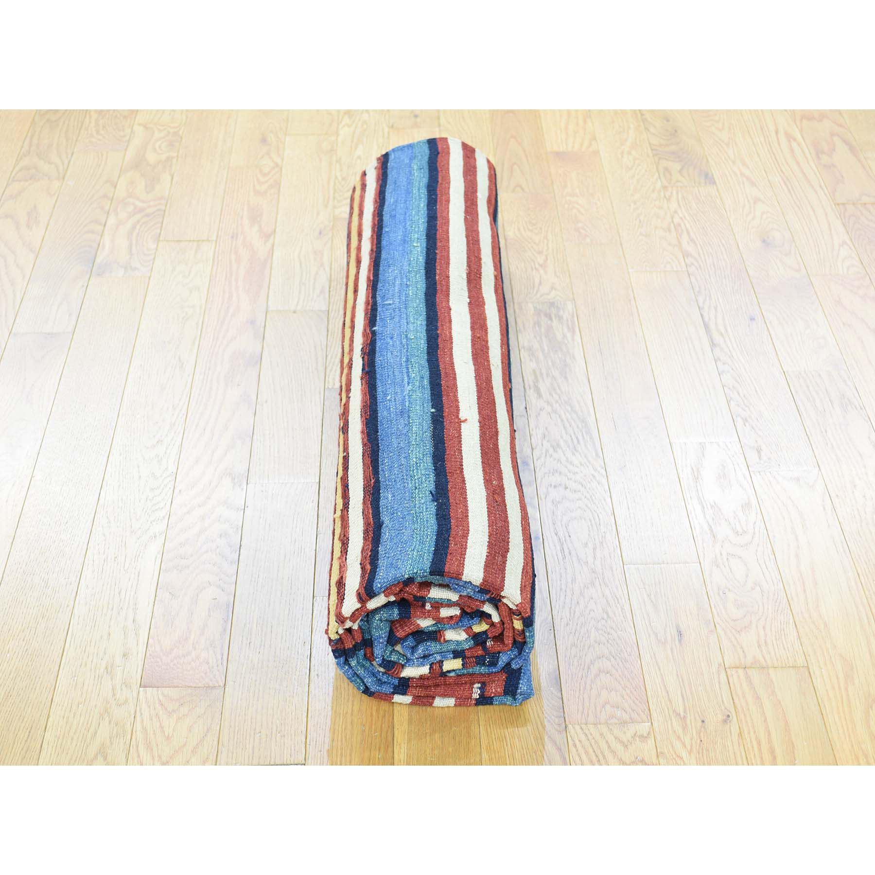8-7 x10-3  Hand-Woven Durie Kilim Flat Weave Pure Wool Striped Rug 