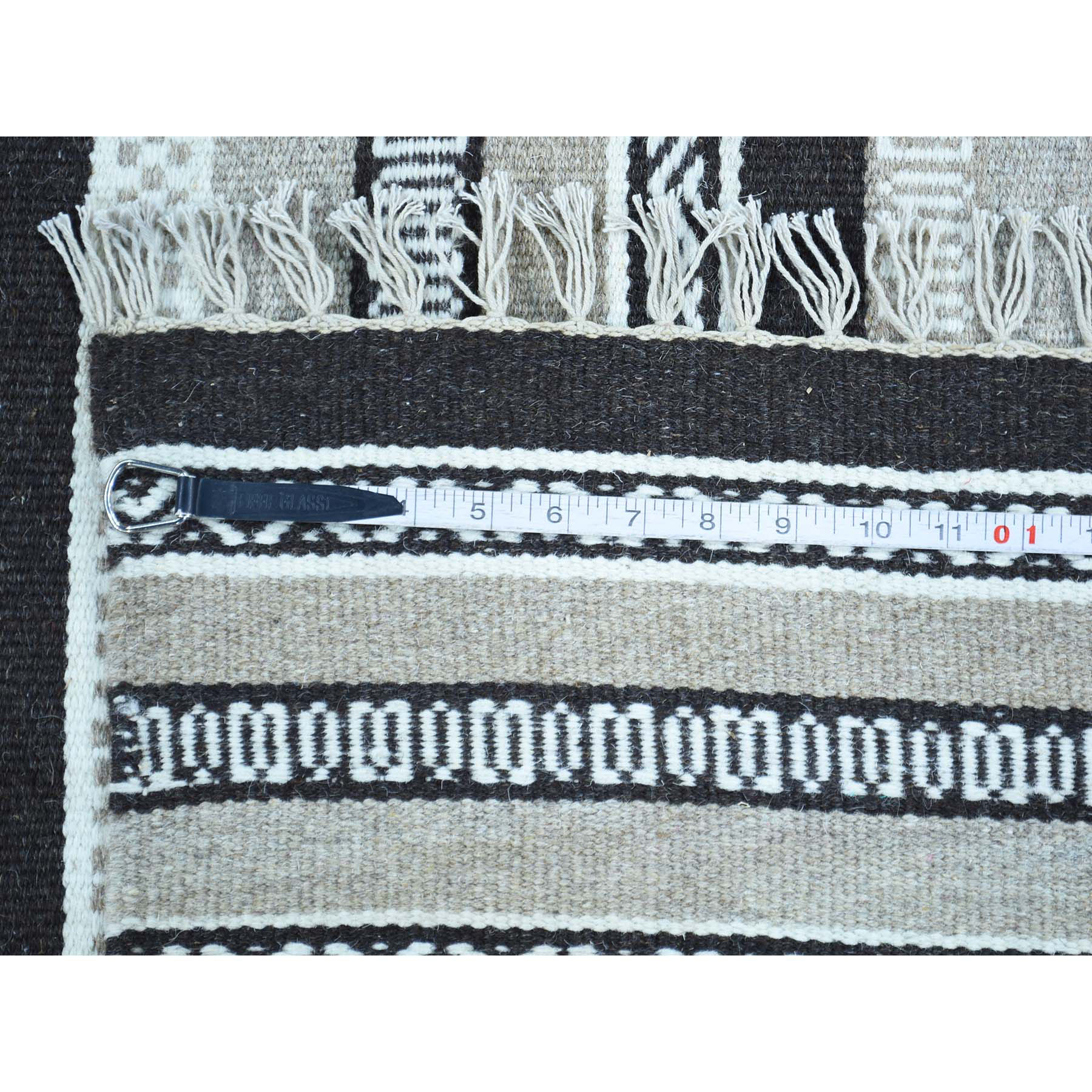 4-1 x6- Flat Weave Reversible Kilim Pure Wool Hand-Woven Striped Rug 