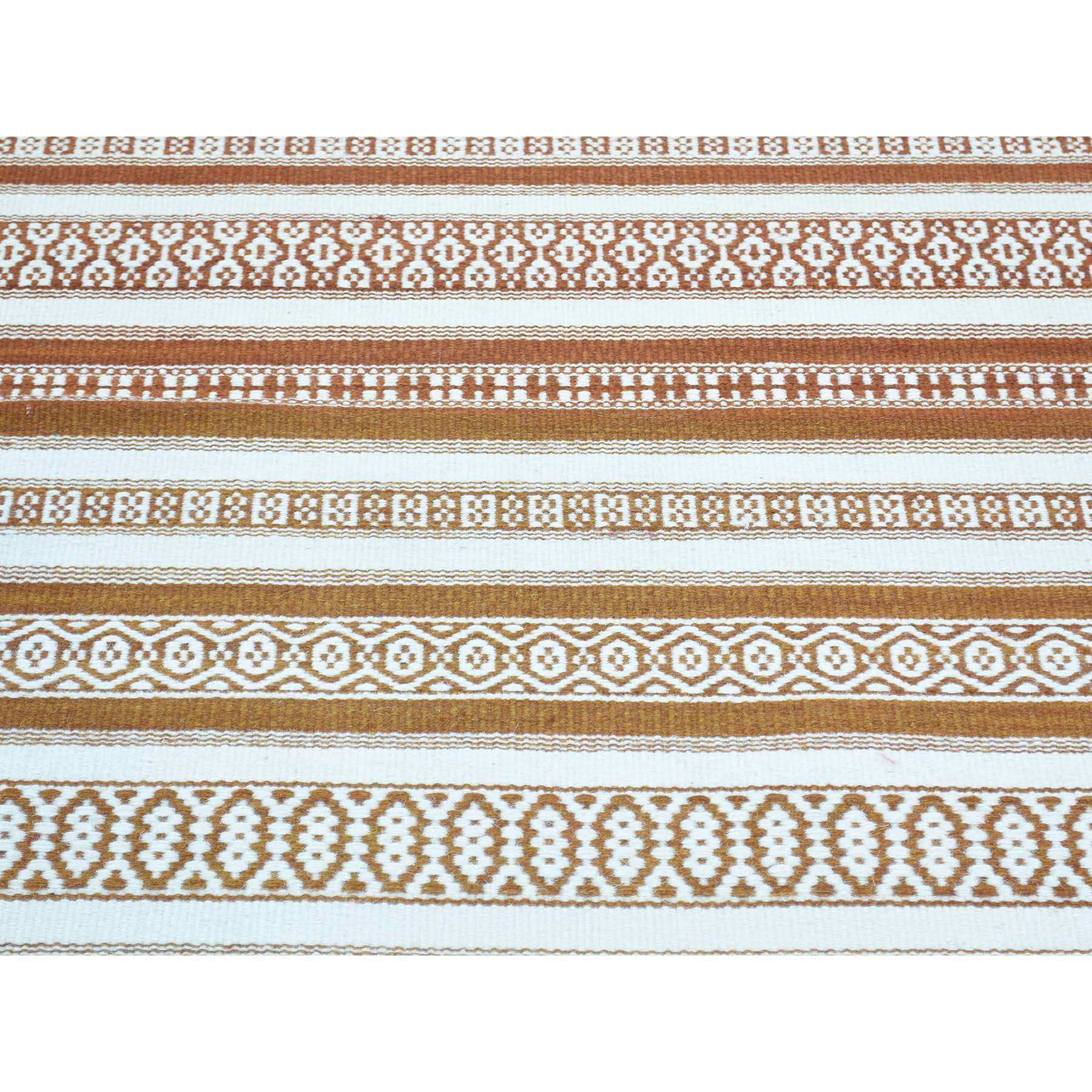3-x5- Flat Weave Hand-Woven Reversible Striped Kilim Pure Wool Rug 