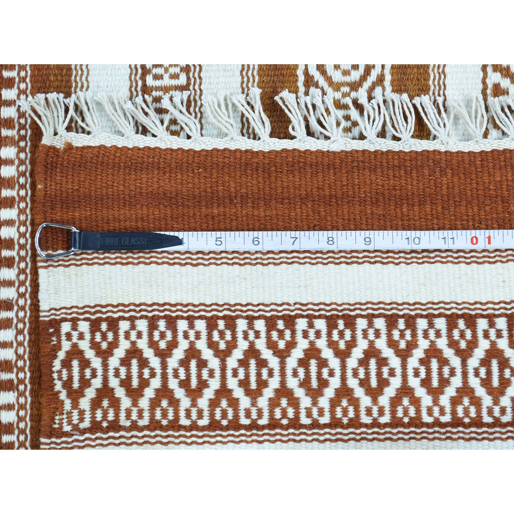 3-x5- Flat Weave Hand-Woven Reversible Striped Kilim Pure Wool Rug 