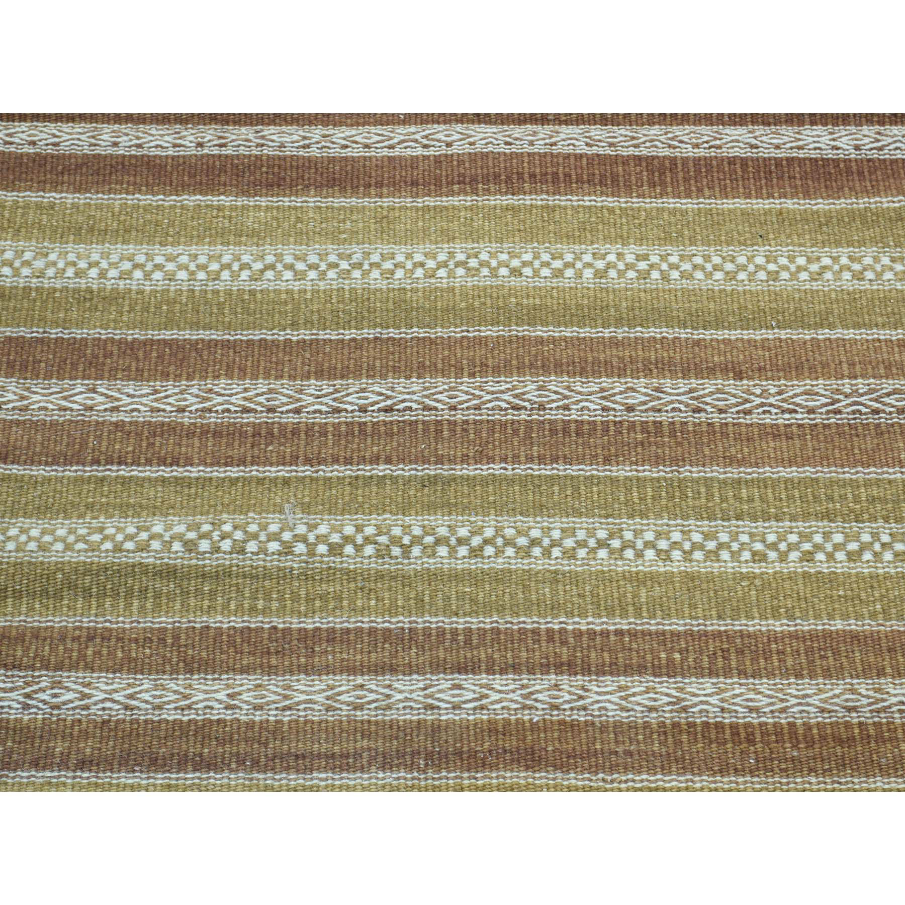 2-9 x5-1  Flat Weave Pure Wool Hand-Woven Reversible Striped Kilim Rug 