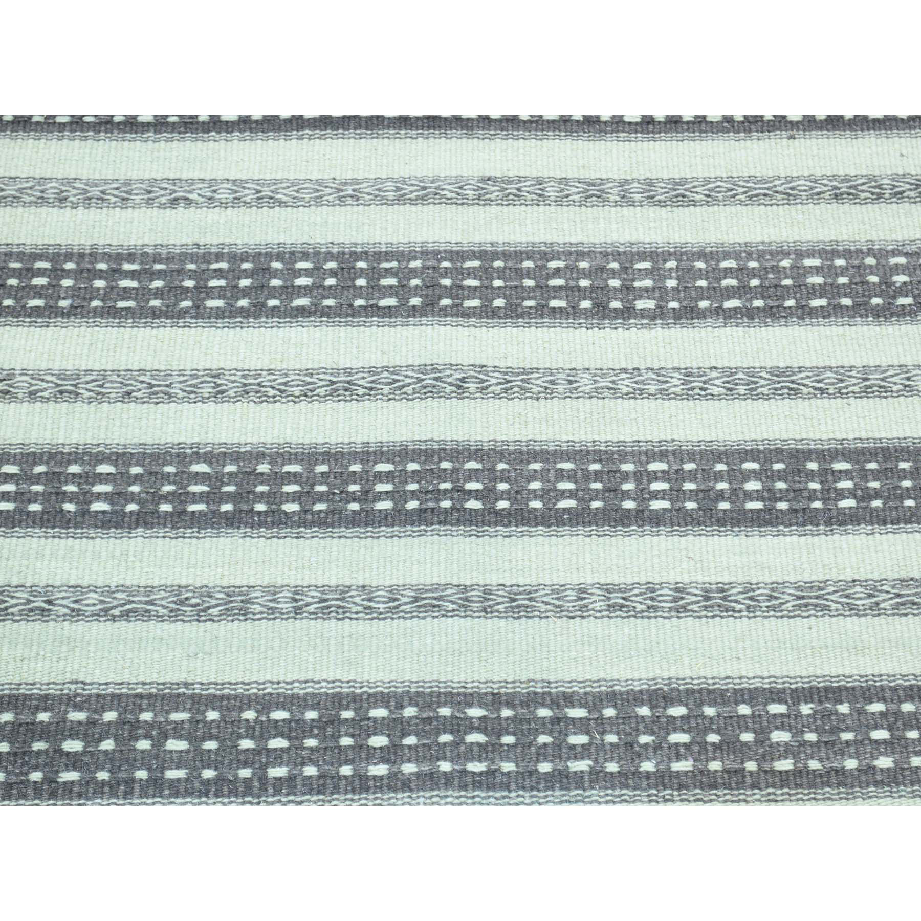 2-10 x4-10  Hand-Woven Striped Kilim Pure Wool Flat Weave Oriental Rug 