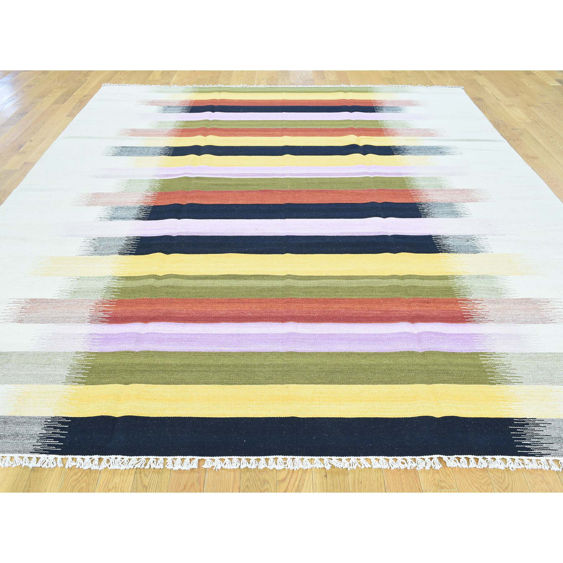 8-x10-2  Hand-Woven Pure Wool Flat Weave Colorful Dazzling Kilim Rug 