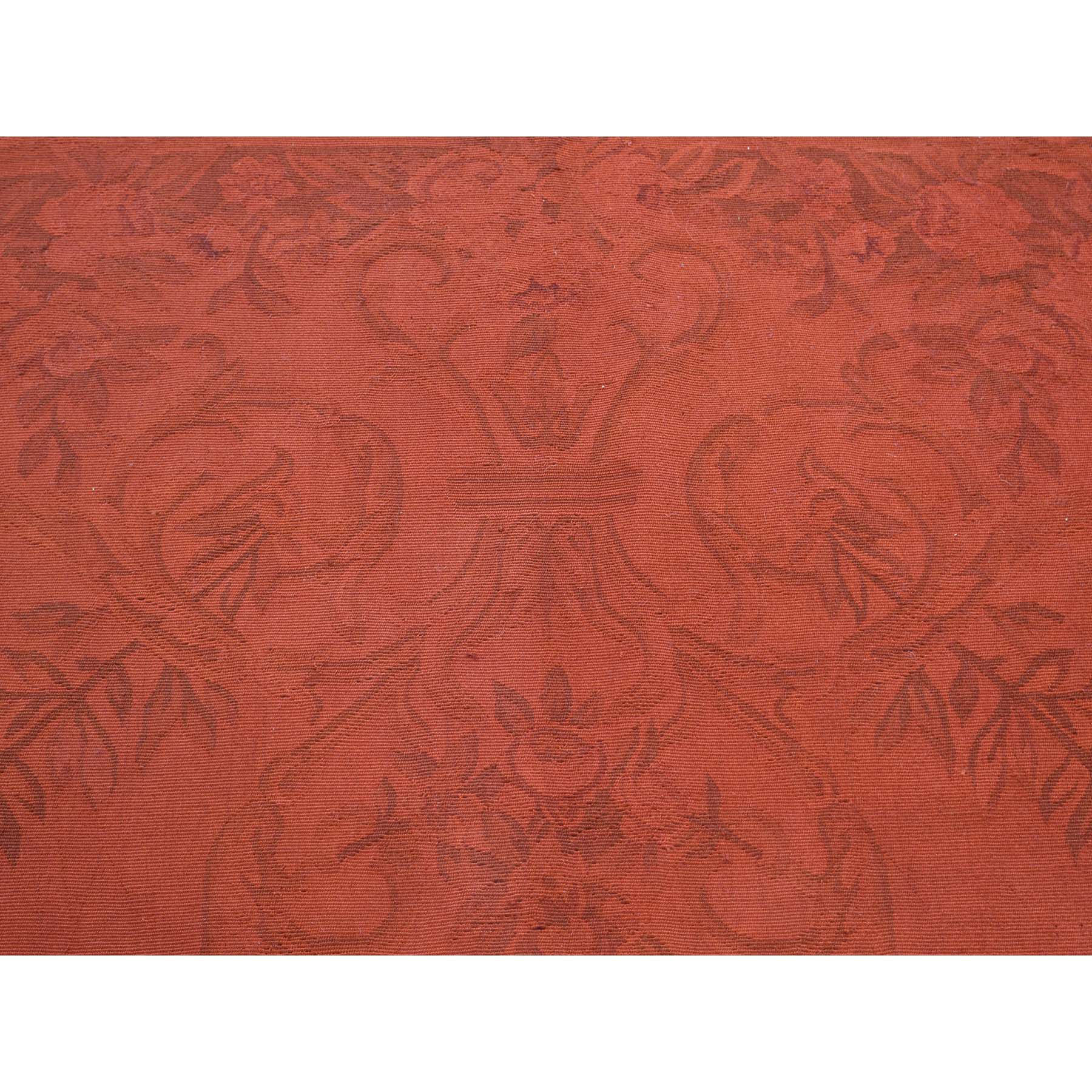 7-8 x10-3  Red Cast Hand-Woven Pure Wool Overdyed Aubusson Oriental Rug 