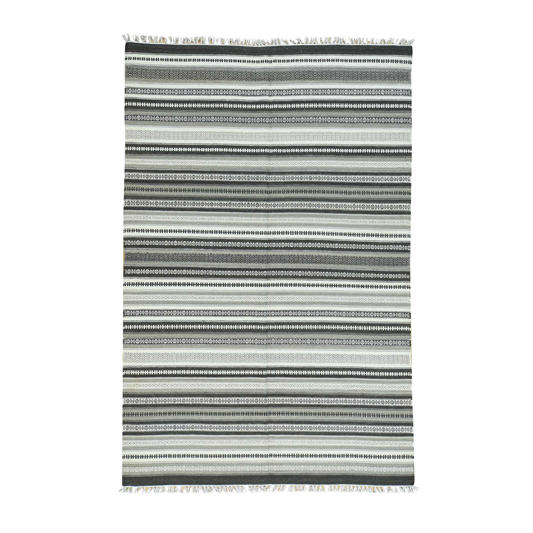 Black And White Striped Wool Carpet - Carpet Vidalondon