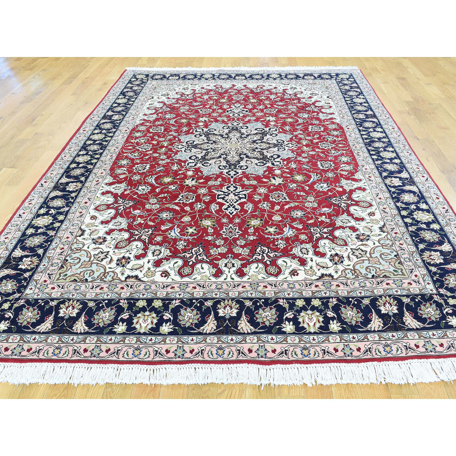 6-6 x10- Hand-Knotted Persian Tabriz Wool And Silk 400 KPSI Oriental Rug 