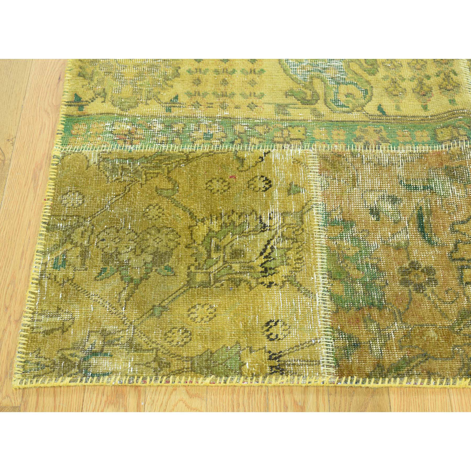 9-x11-10  Persian Overdyed Patchwork Hand-Knotted Vintage Oriental Rug 