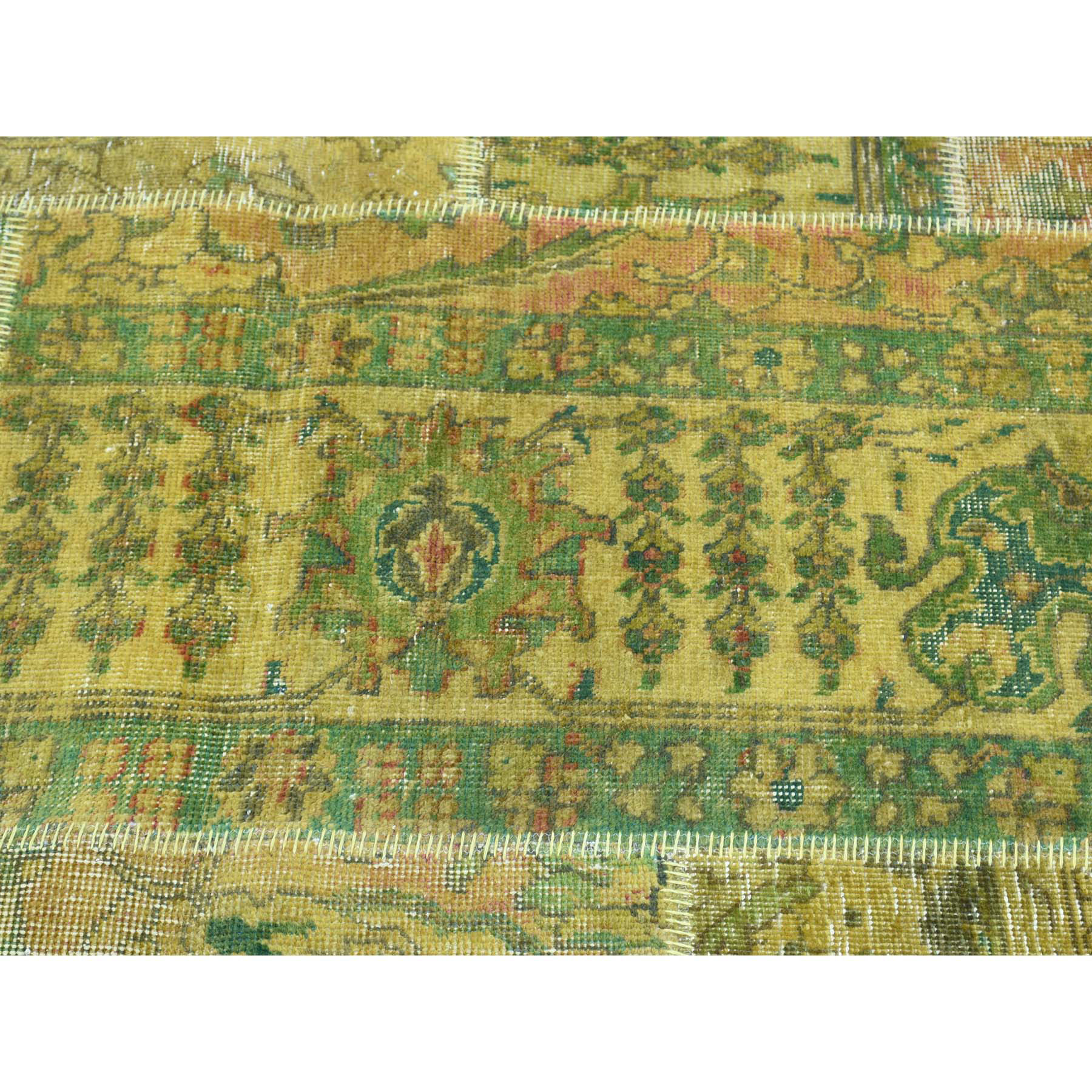 9-x11-10  Persian Overdyed Patchwork Hand-Knotted Vintage Oriental Rug 