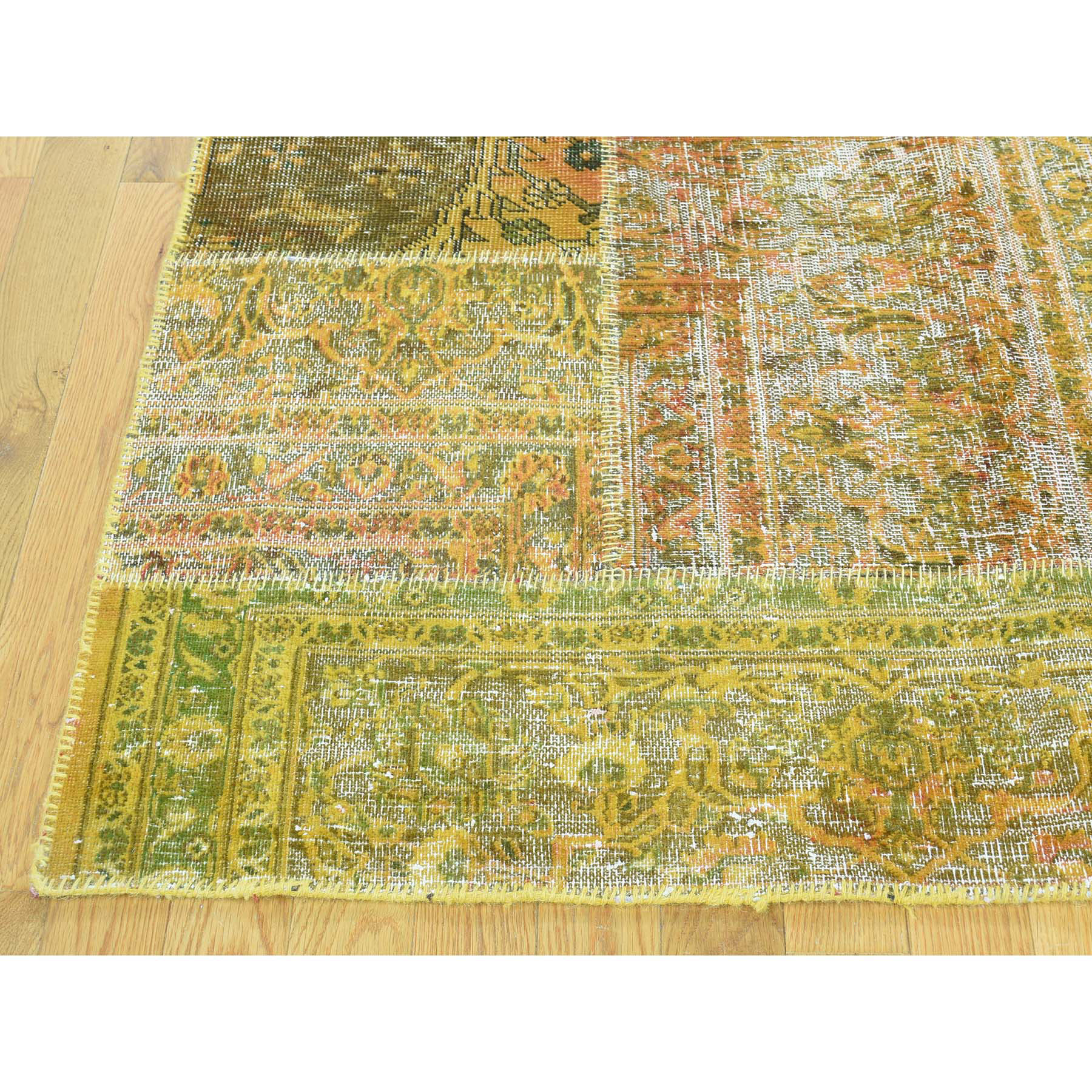 9-x12- Hand-Knotted Persian Overdyed Patchwork Oriental Vintage Carpet 
