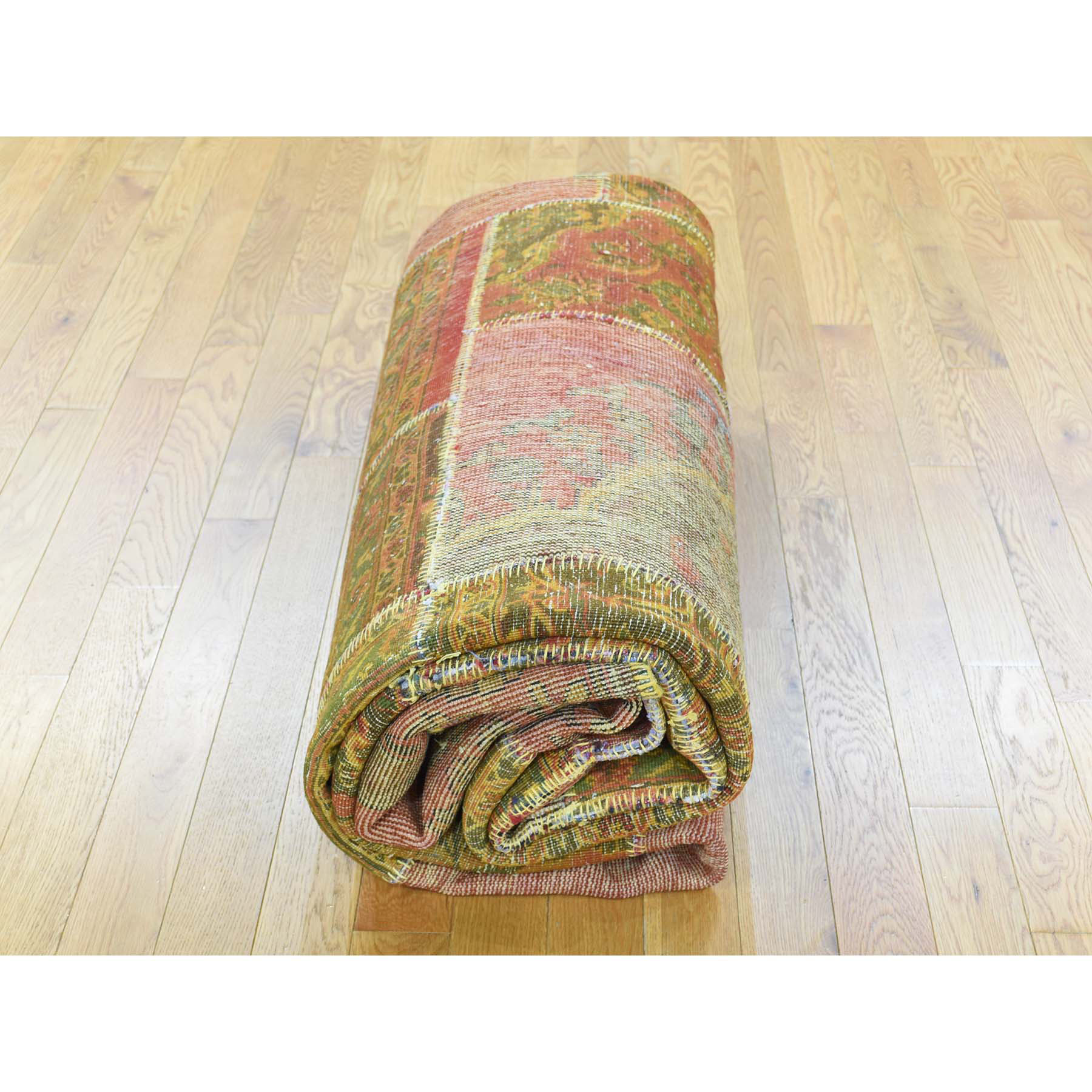 9-x12- Hand-Knotted Persian Overdyed Patchwork Oriental Vintage Carpet 