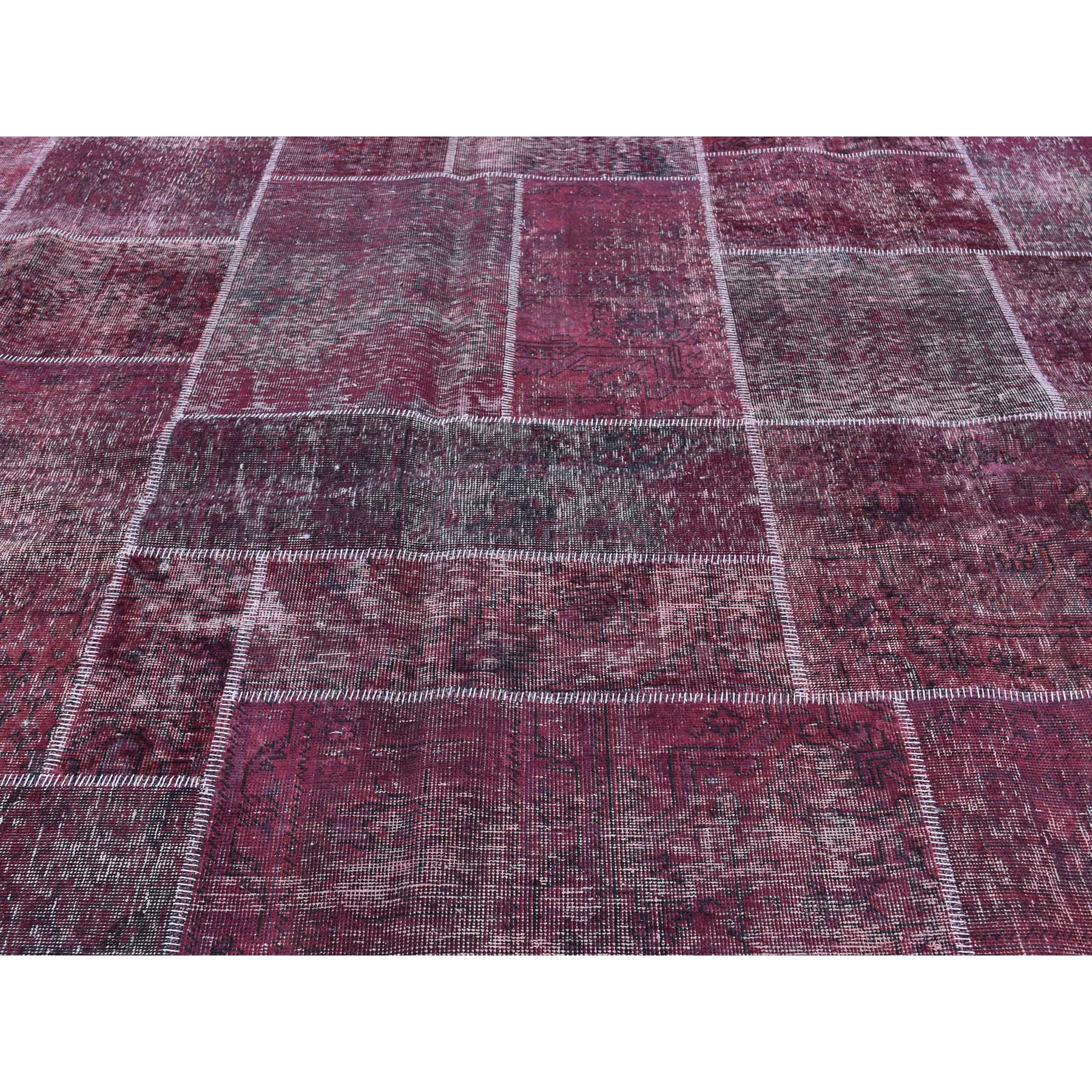 9-1 x12-10  Persian Overdyed Patchwork Handmade Pure Wool Vintage Carpet 