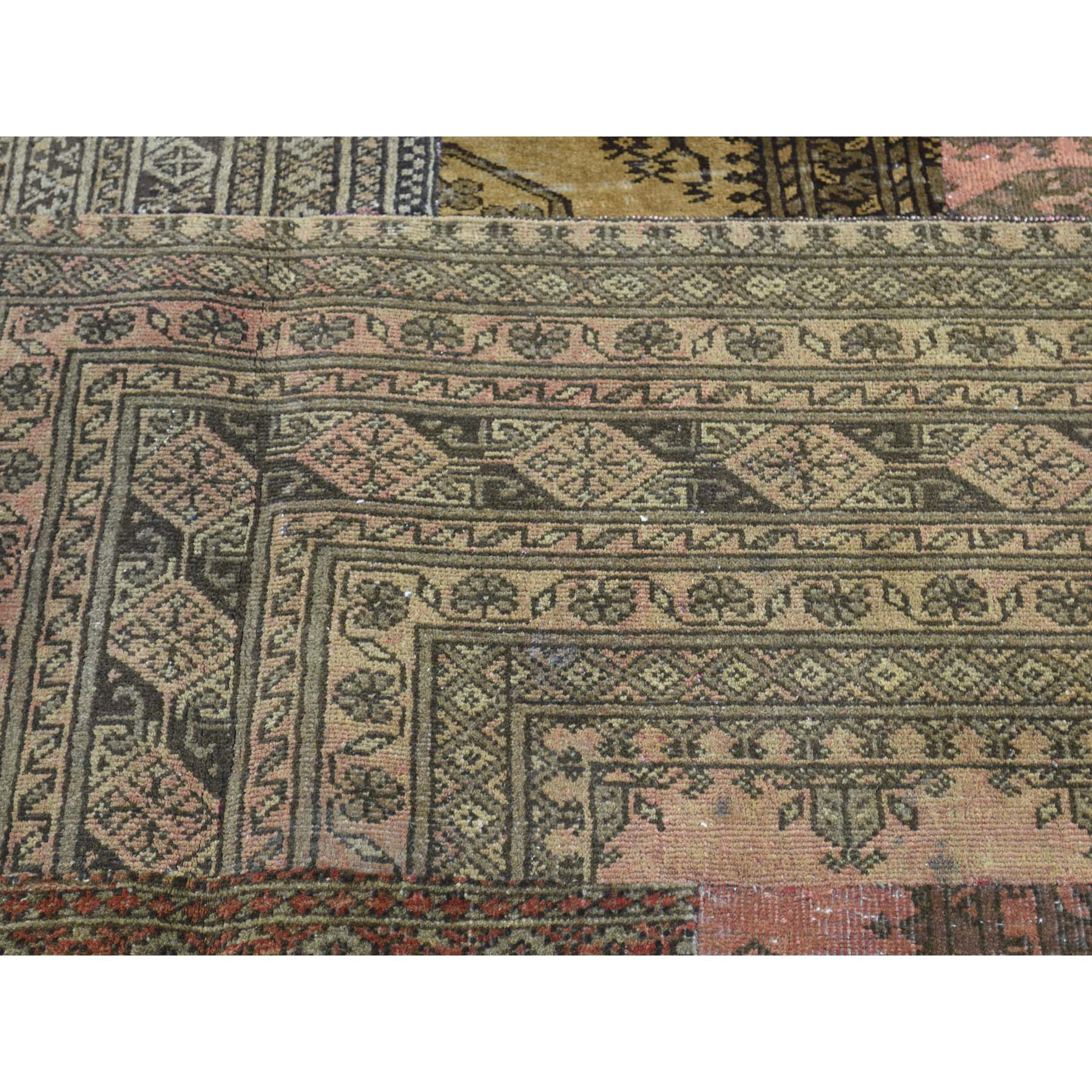 9-x12- Pure Wool Persian Overdyed Afghan Patchwork Hand-Knotted Carpet 