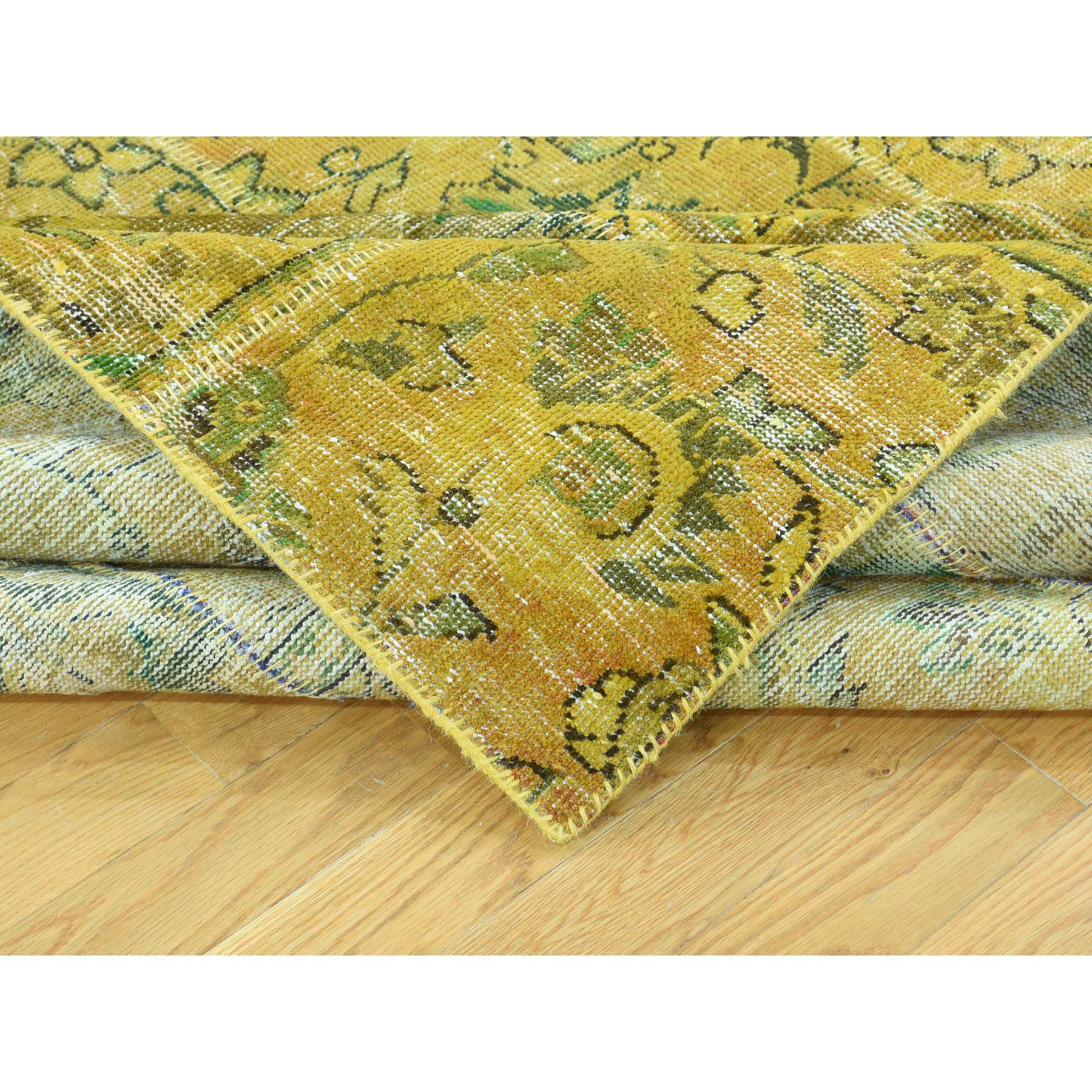 8-3 x10- Persian Overdyed Patchwork Handmade Pure Wool Vintage Carpet 