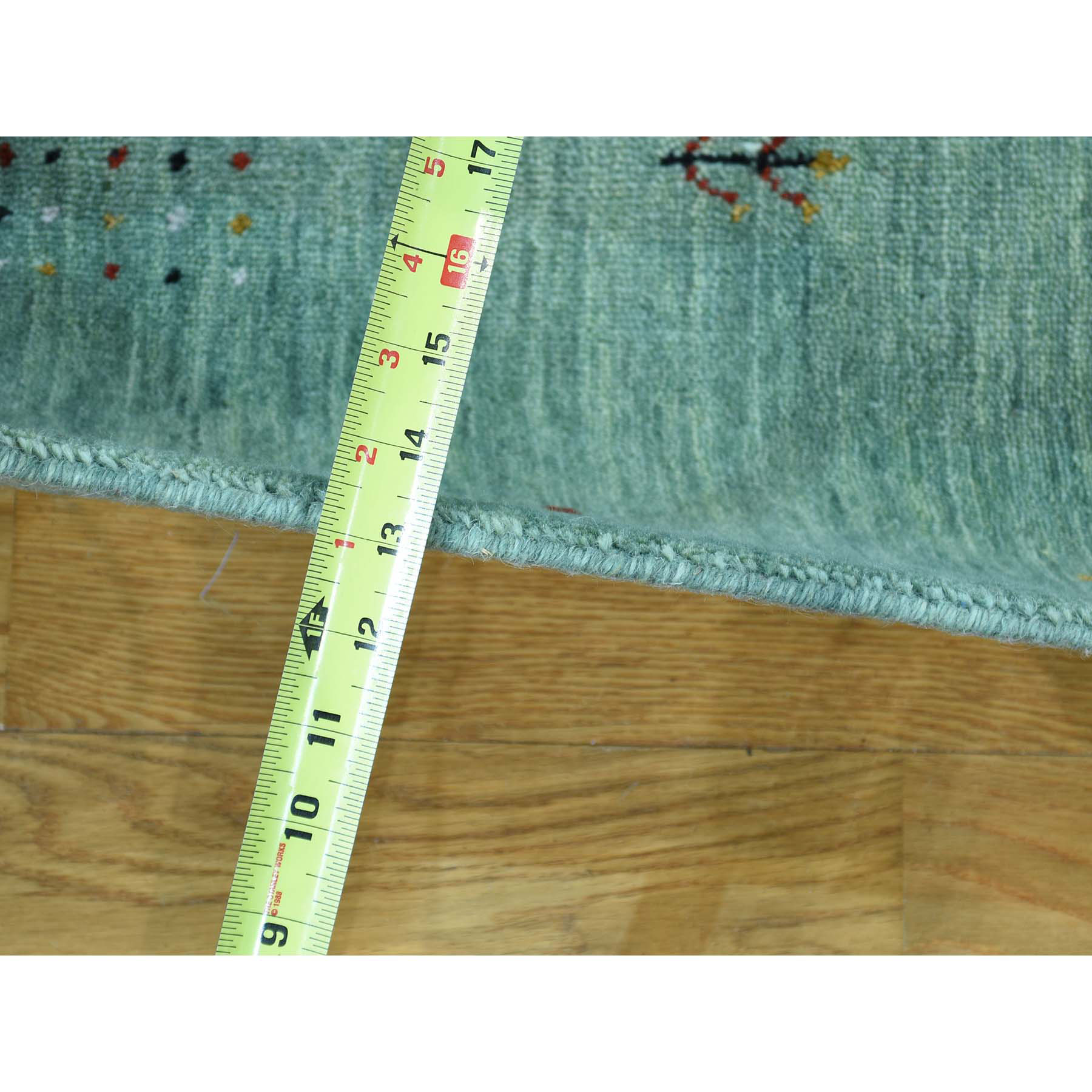 10-2 x14- Modern Gabbeh Hand-Woven Pure Wool Folk Art Green Rug 