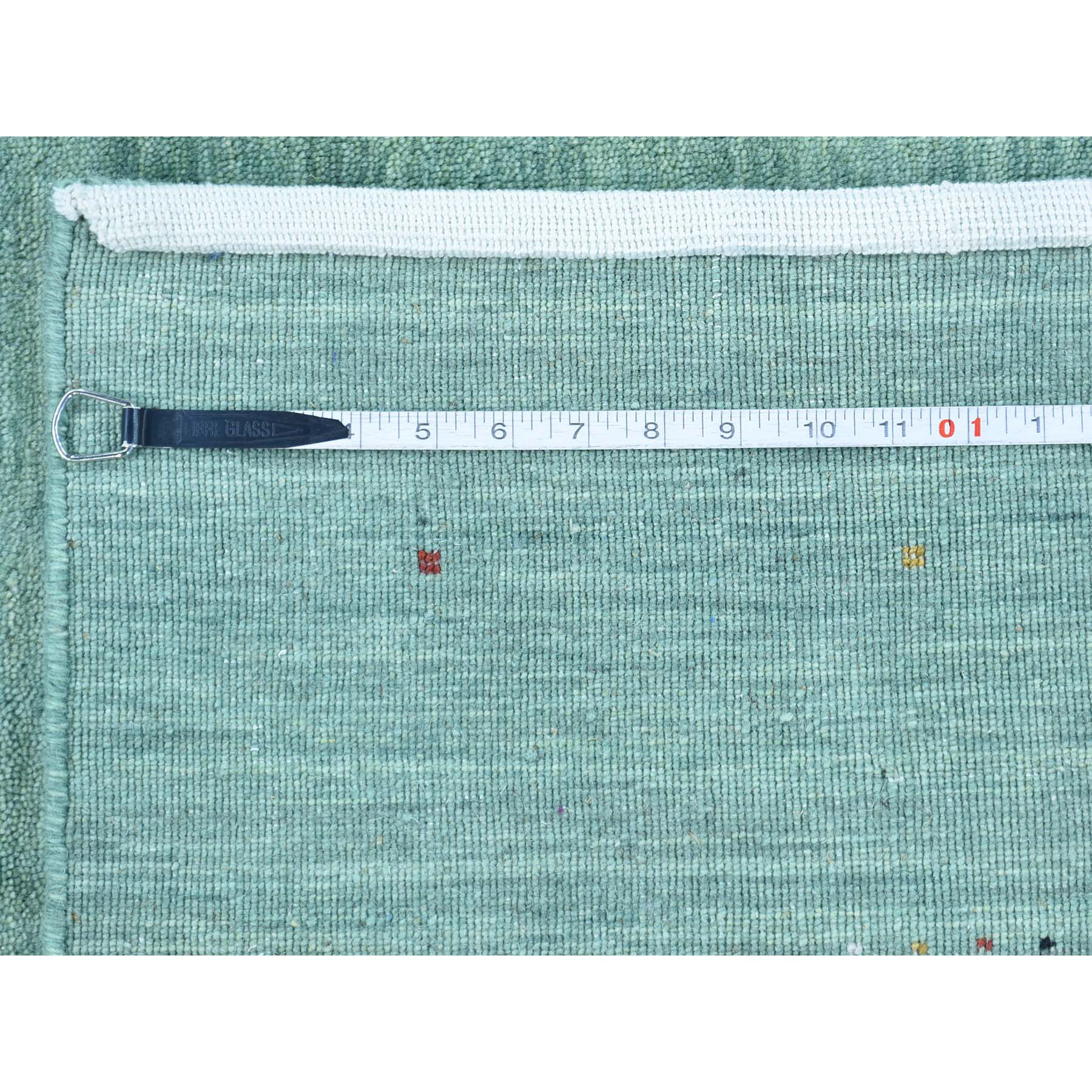 10-2 x14- Modern Gabbeh Hand-Woven Pure Wool Folk Art Green Rug 