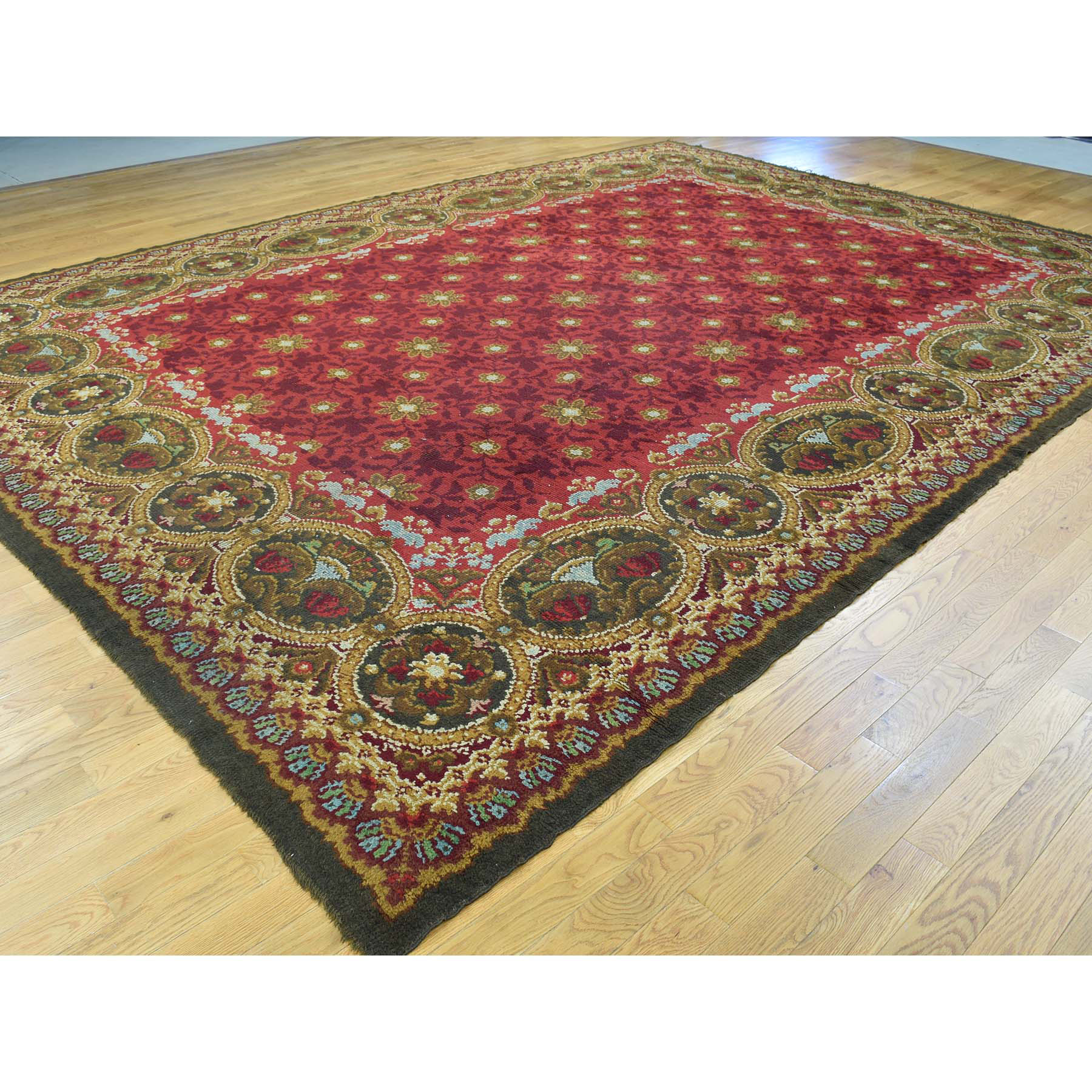 10-10 x14-5  Antique European Donegal Pure Wool Oversize Oriental Rug 