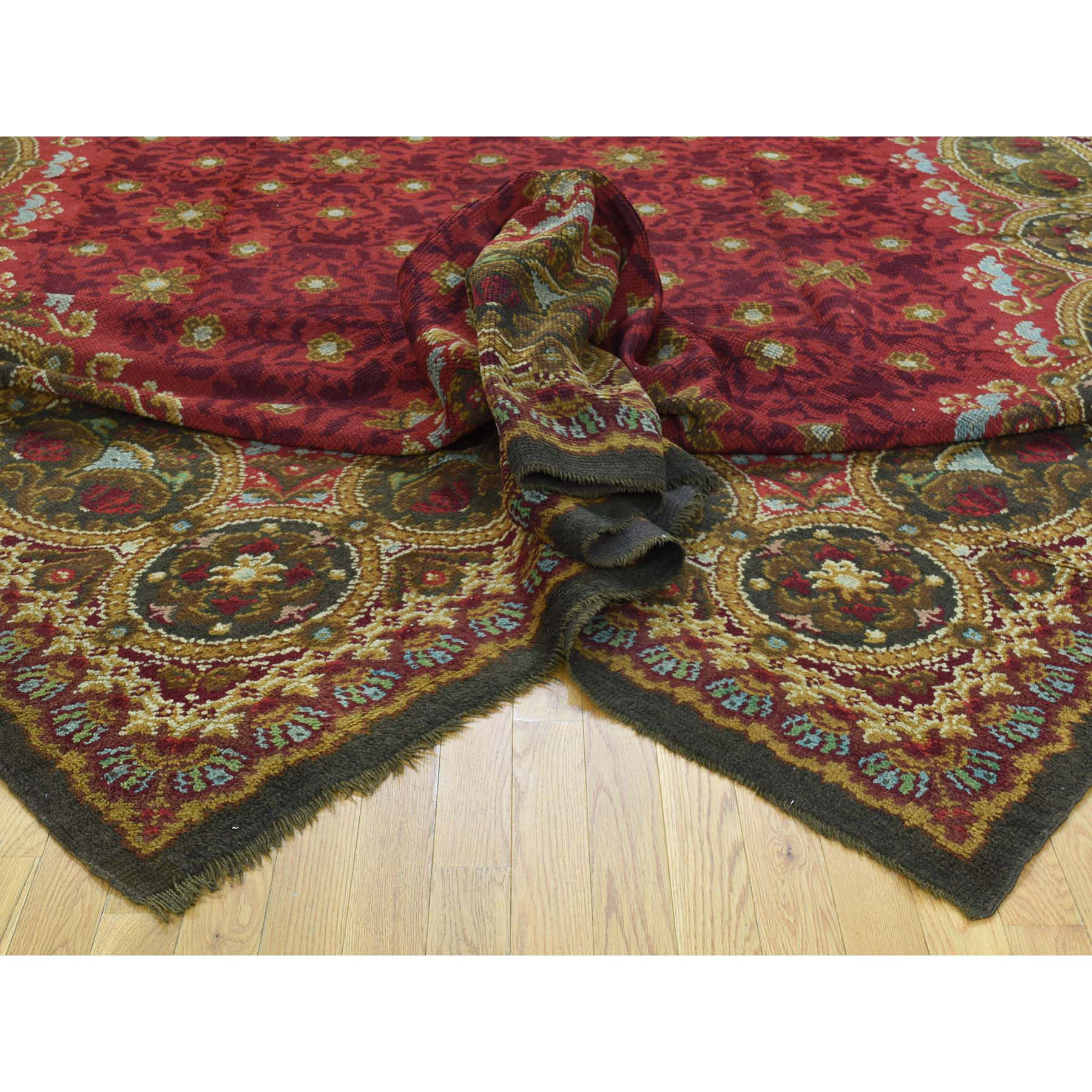 10-10 x14-5  Antique European Donegal Pure Wool Oversize Oriental Rug 