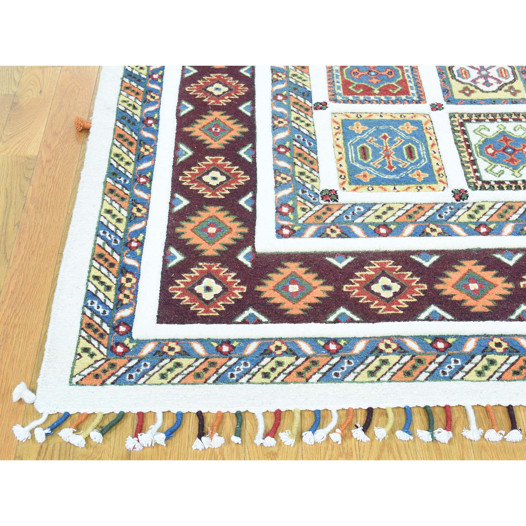 10-x14- Hand-Knotted High And Low Pile Neem Buft Soumak Oriental Rug 
