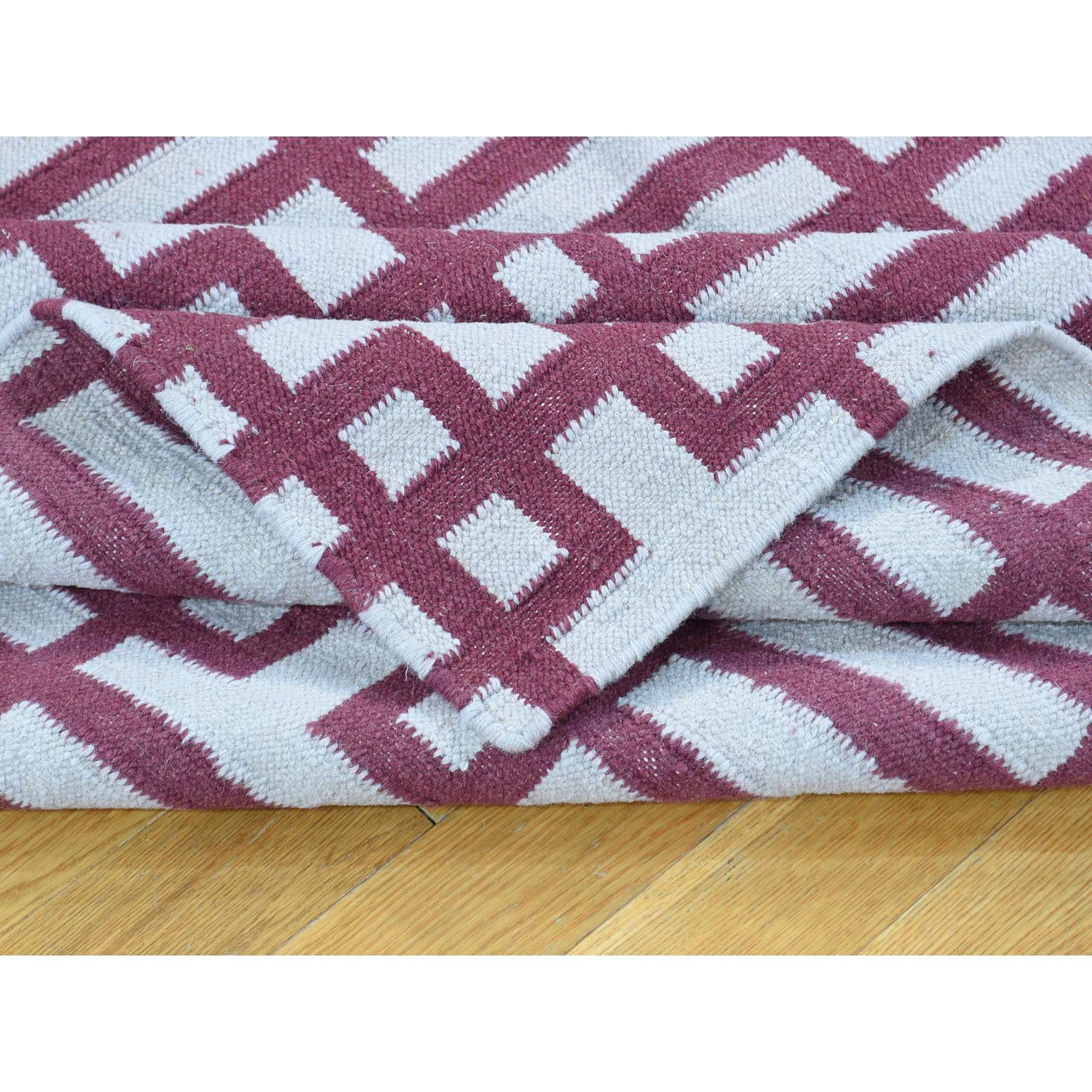 4-4 x6- Hand-Woven Reversible Kilim Flat Weave Pure Wool Carpet 