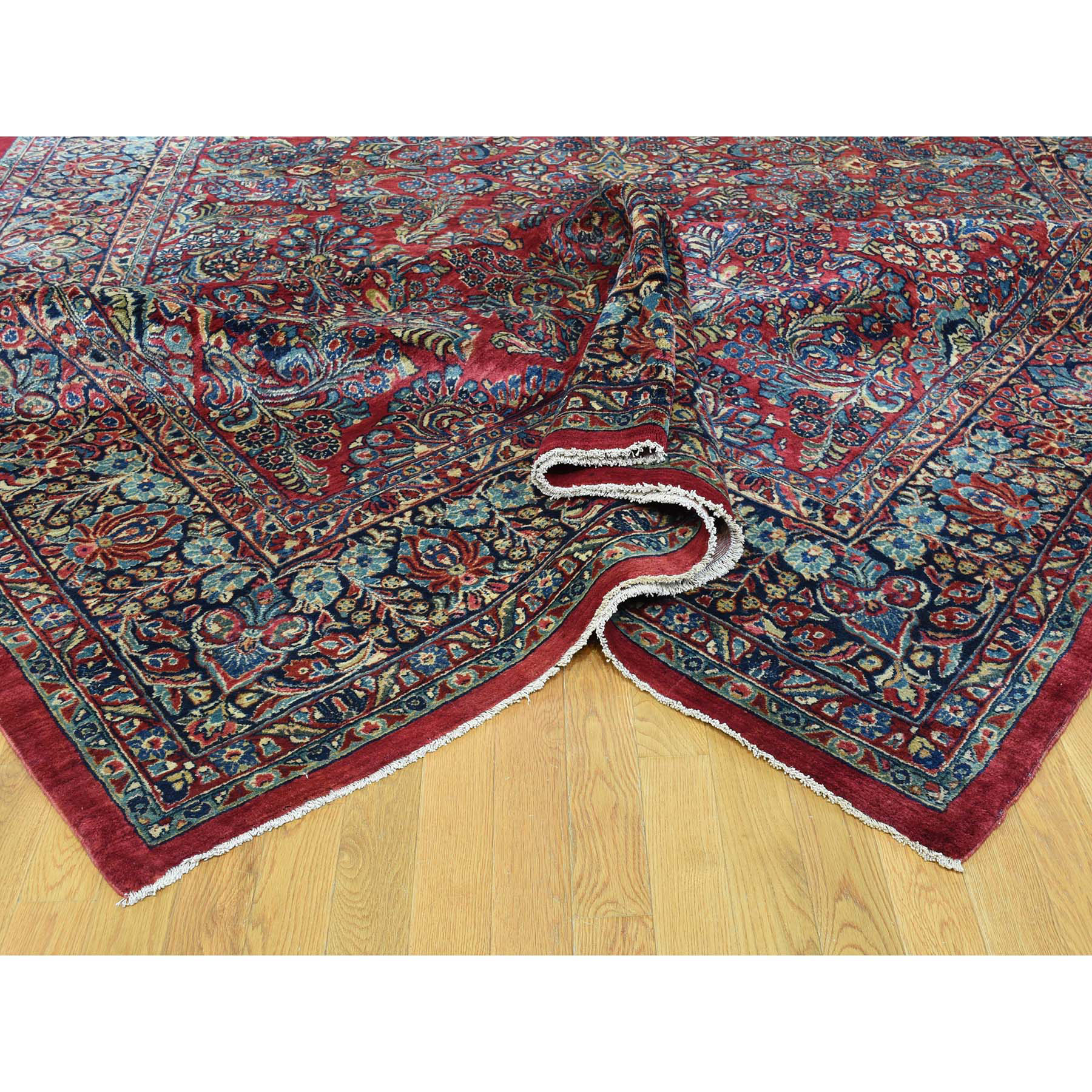 9-x25-7  Hand-Knotted Antique Persian Sarouk Gallery Size Exc Cond Rug 