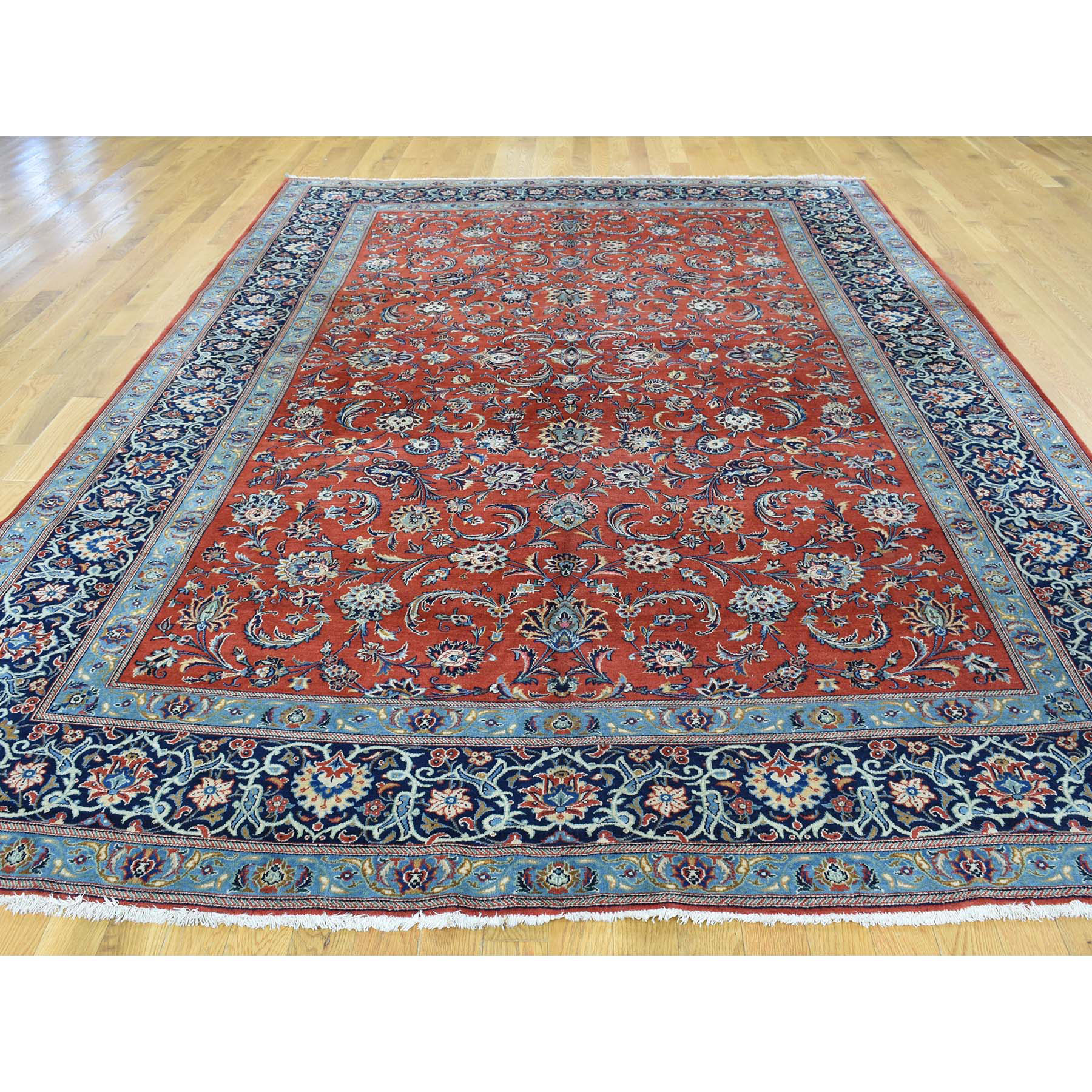 7-10 x11- Hand-Knotted Antique Persian Kashan Full Pile Oriental Rug 