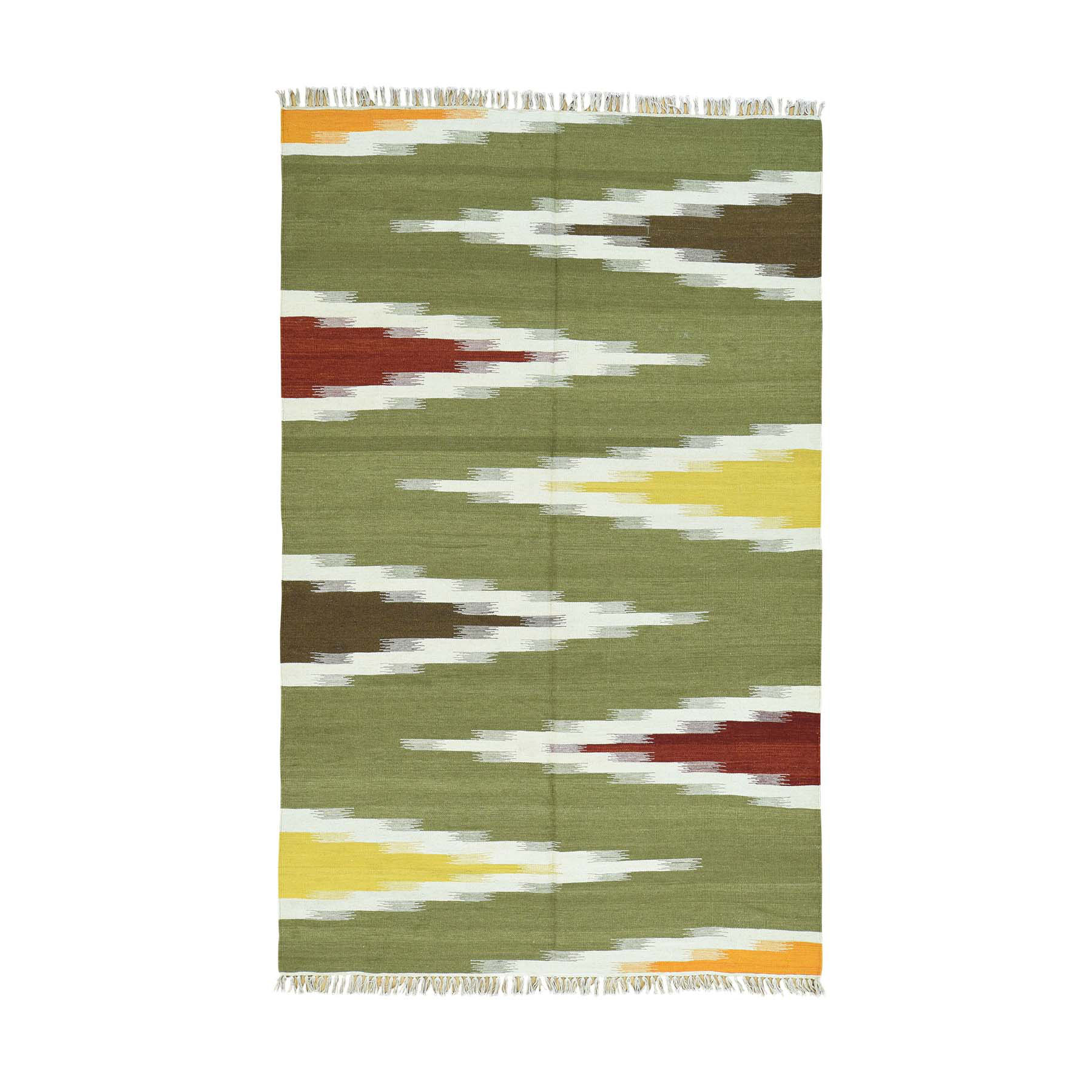 5-1 x8-1  Flat Weave Reversible Kilim Pure Wool Hand-Woven Colorful Rug 