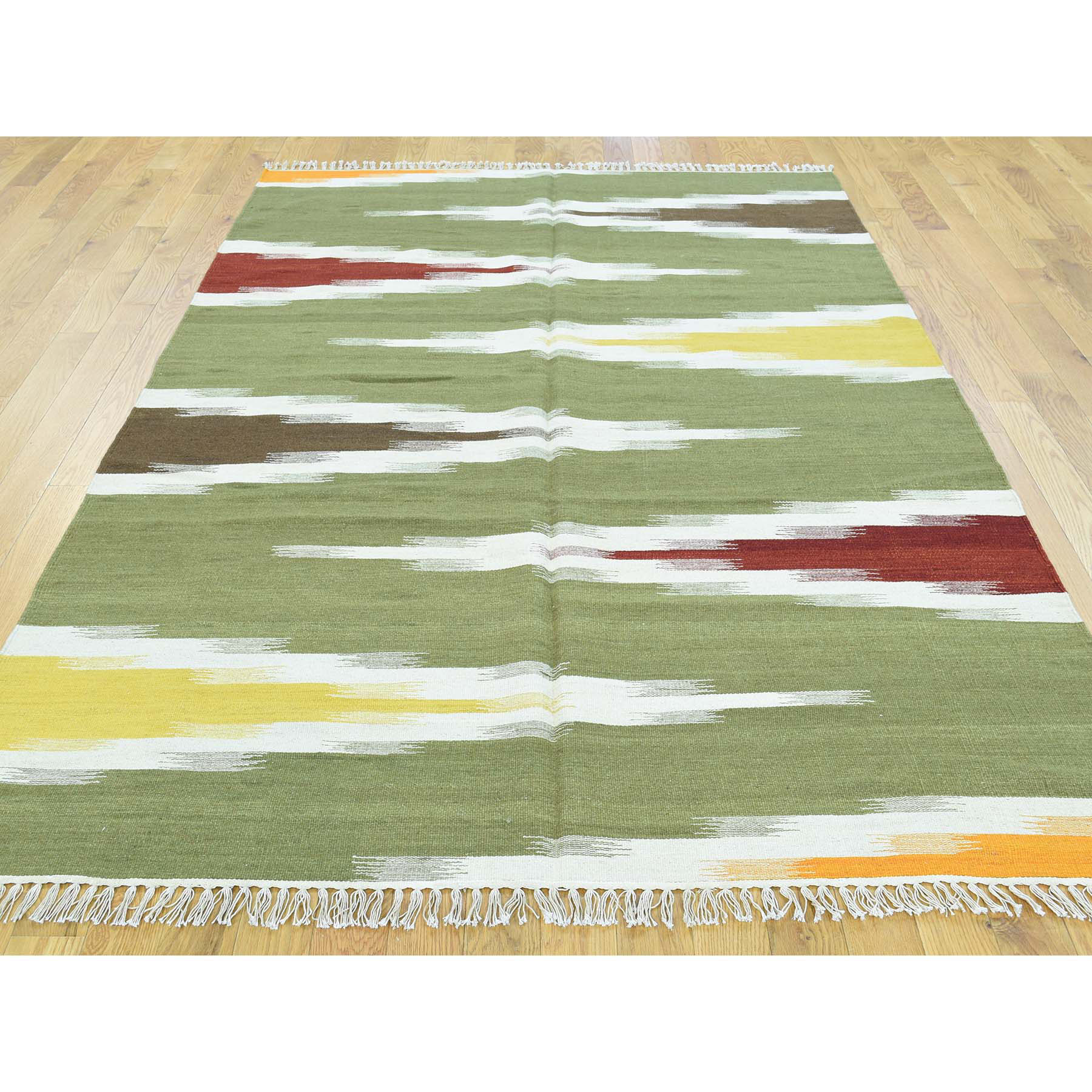 5-1 x8-1  Flat Weave Reversible Kilim Pure Wool Hand-Woven Colorful Rug 