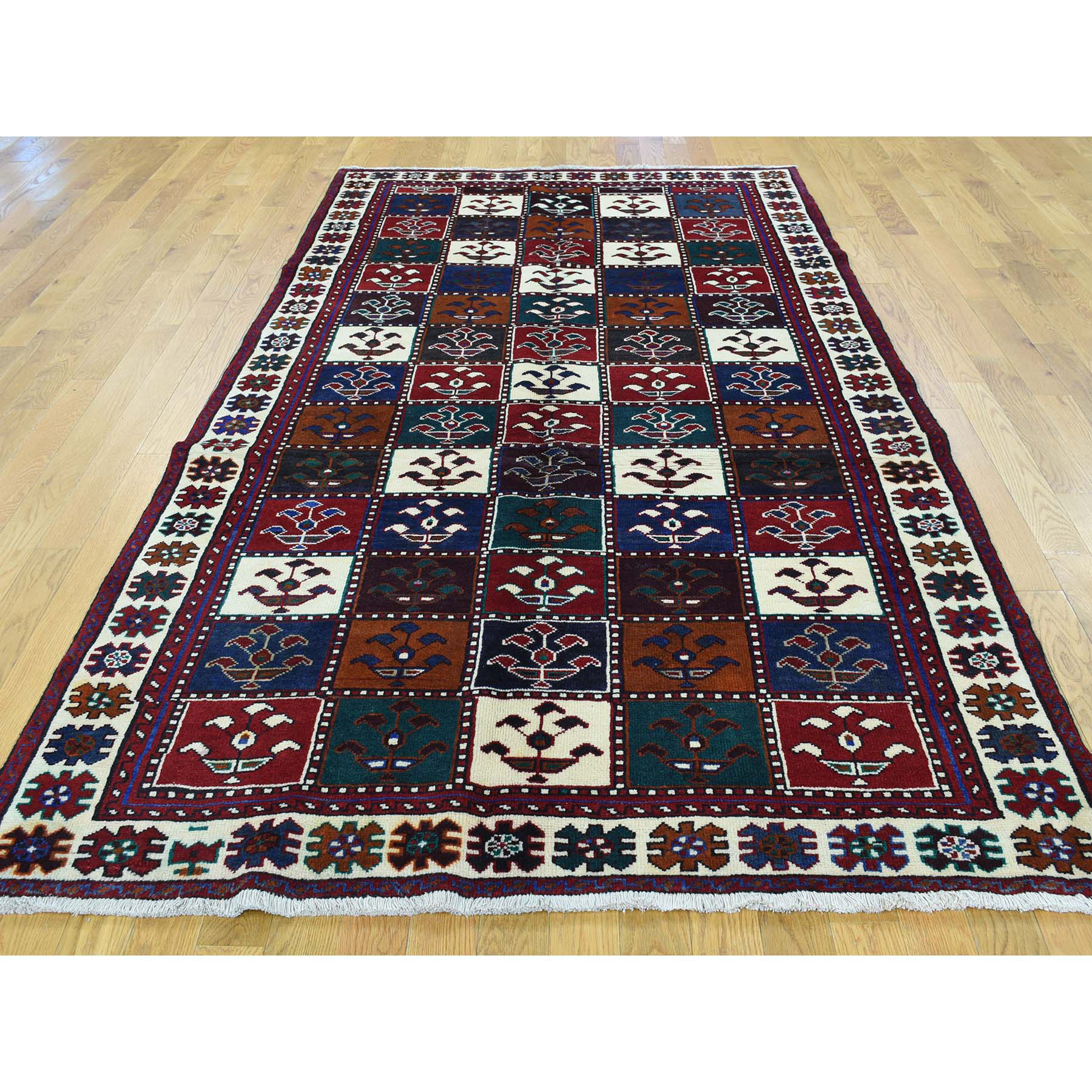 4-10 x9-2  On Clearance Semi Antique Persian Bakhtiari Wide Runner Hand-Knotted Rug 