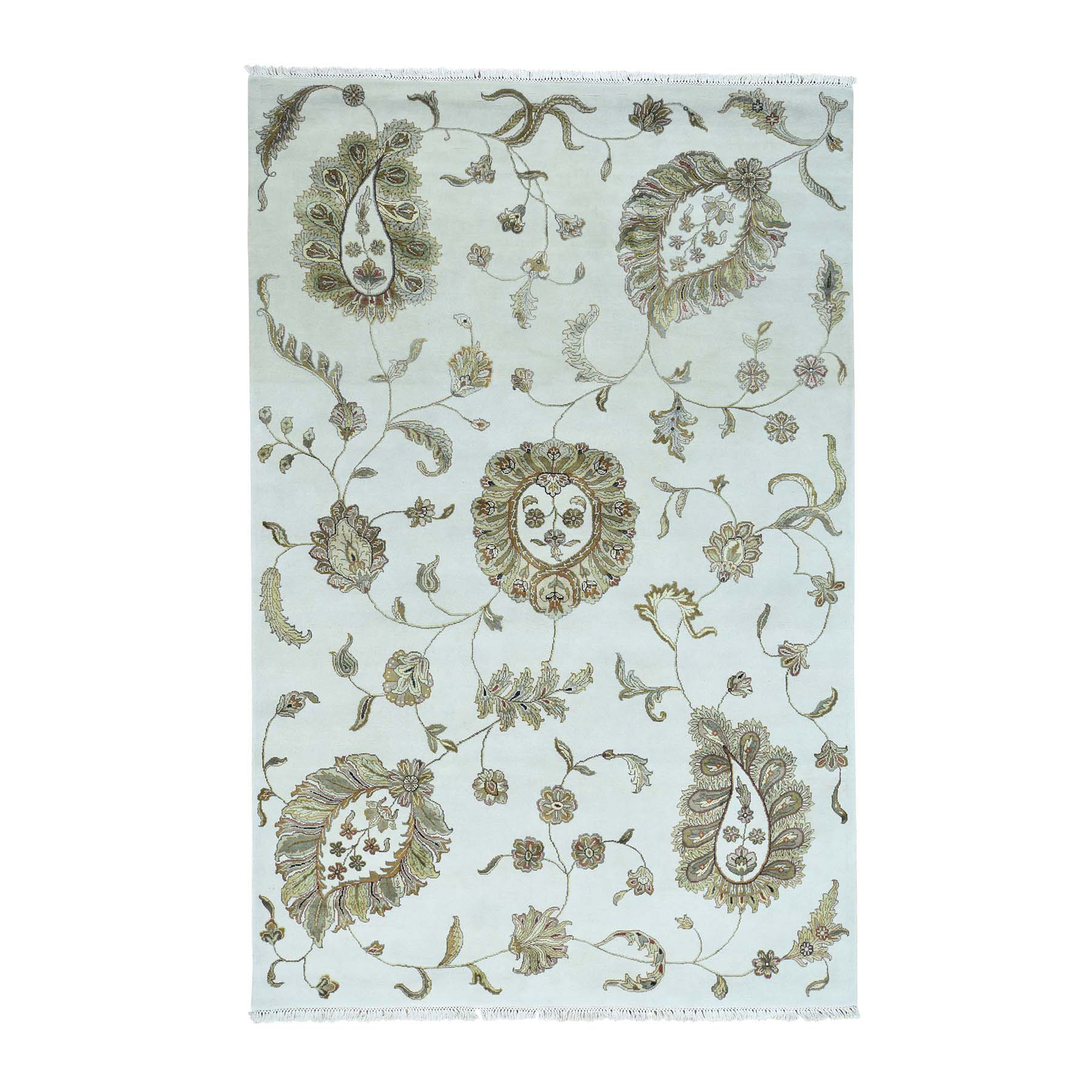 6'X9'2" On Clearance Modern Transitional No Border Wool And Silk Hand-Knotted Rug moacbcab