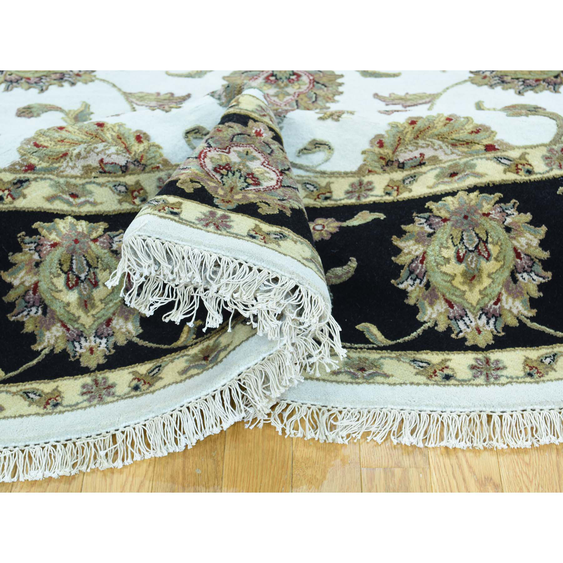 8-x8- Hand-Knotted Round Rajasthan Half Wool And Half Silk Oriental Rug 