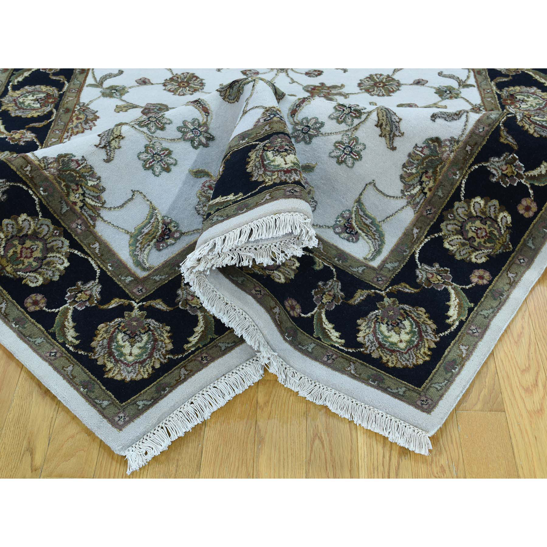 5-1 x7- Half Wool And Half Silk Hand-Knotted Rajasthan Oriental Carpet 