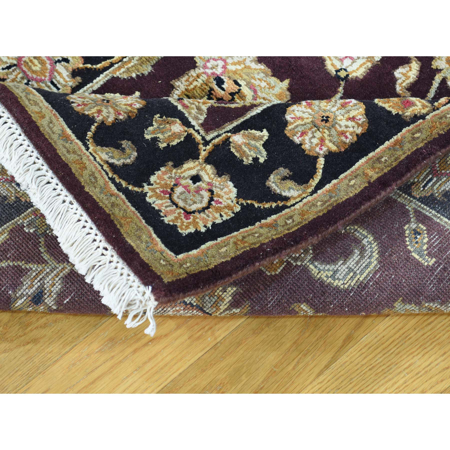 2-6 x16-3  Handmade Half Wool Half Silk Burgundy Rajasthan XL Runner Rug 