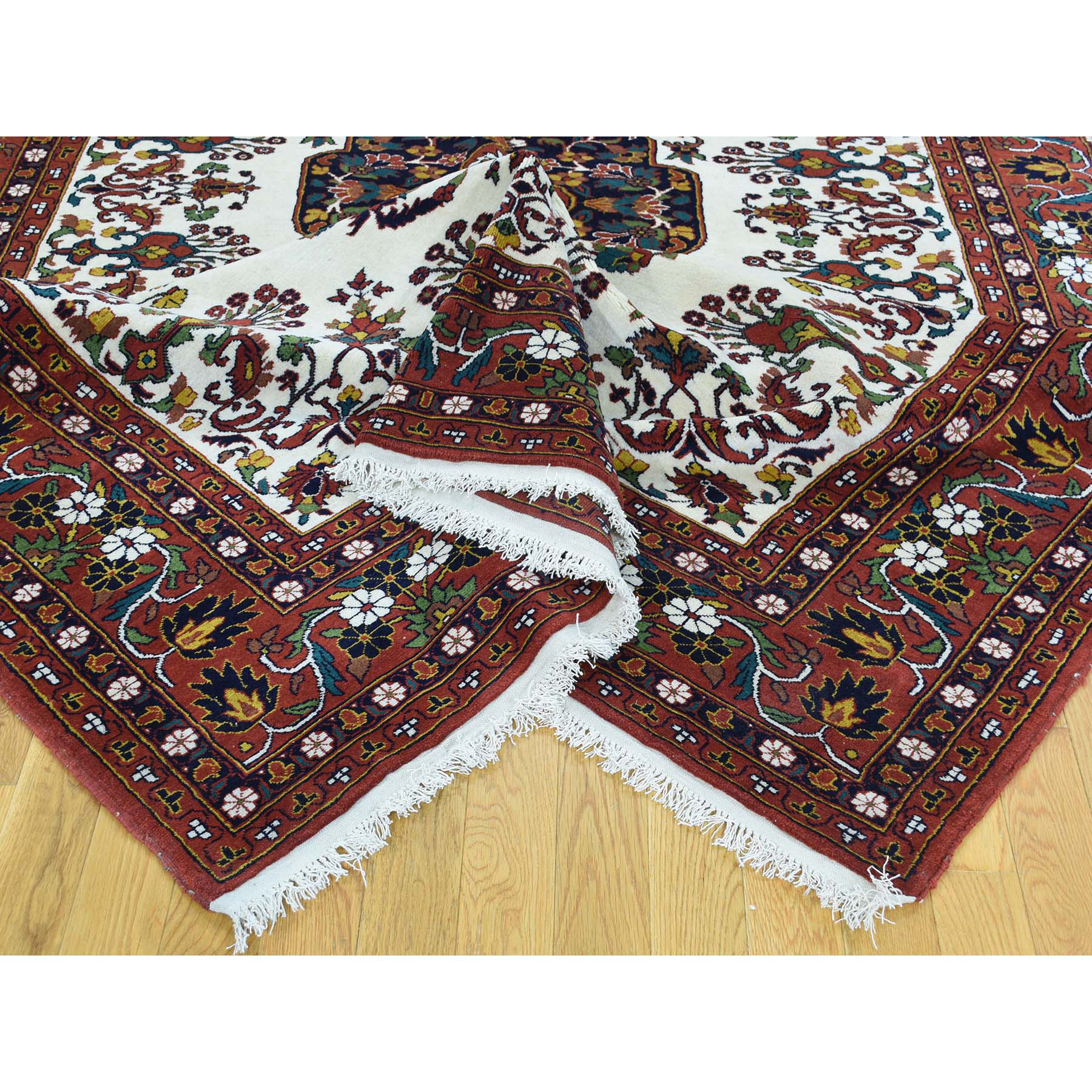 6-5 x9-7  On Clearance Ivory Persian Ardabil Hand-Knotted Pure Wool Afghan Carpet 