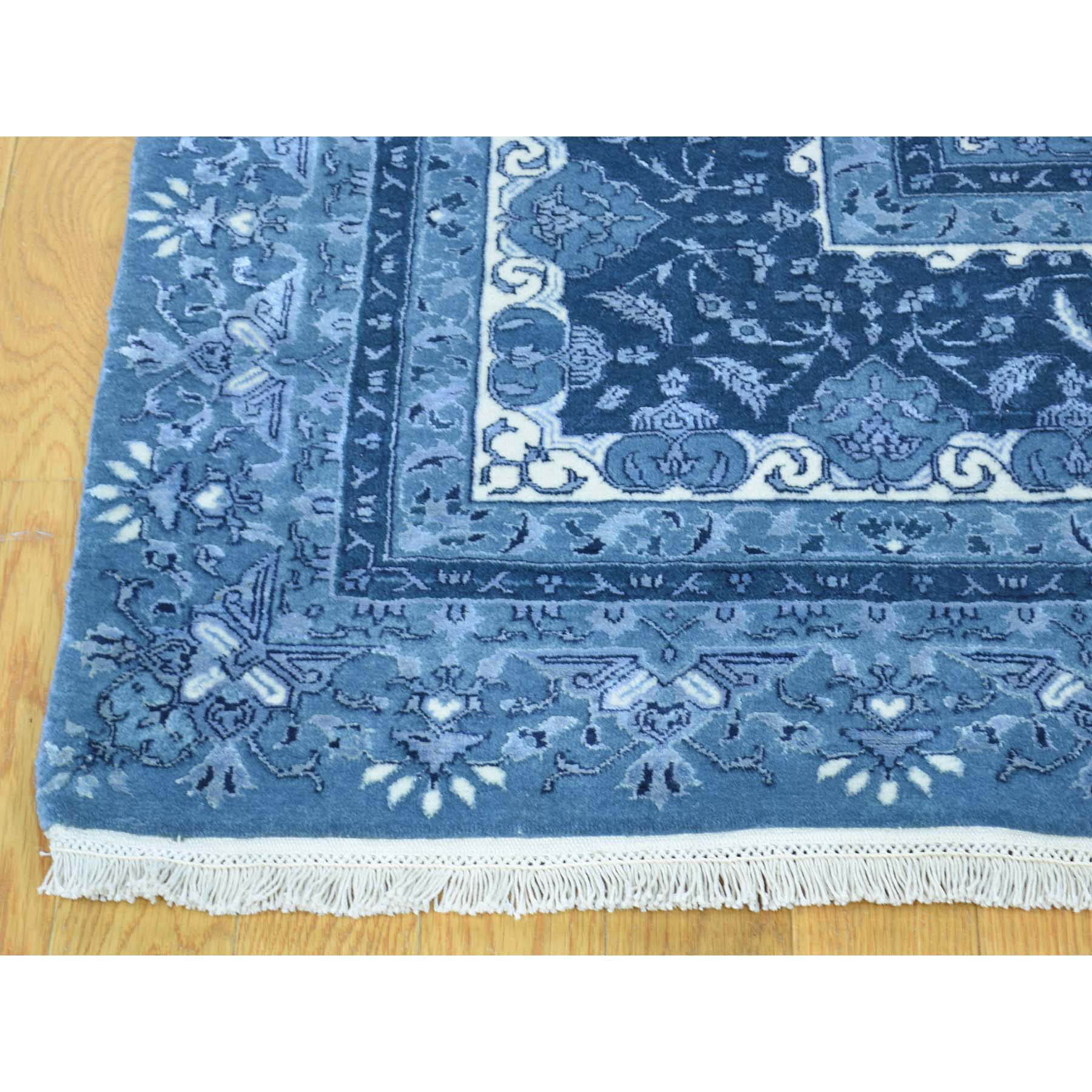 7-10 x11-5  Hand-Knotted Kashan Half Wool Half Silk 300 Kpsi Rug 