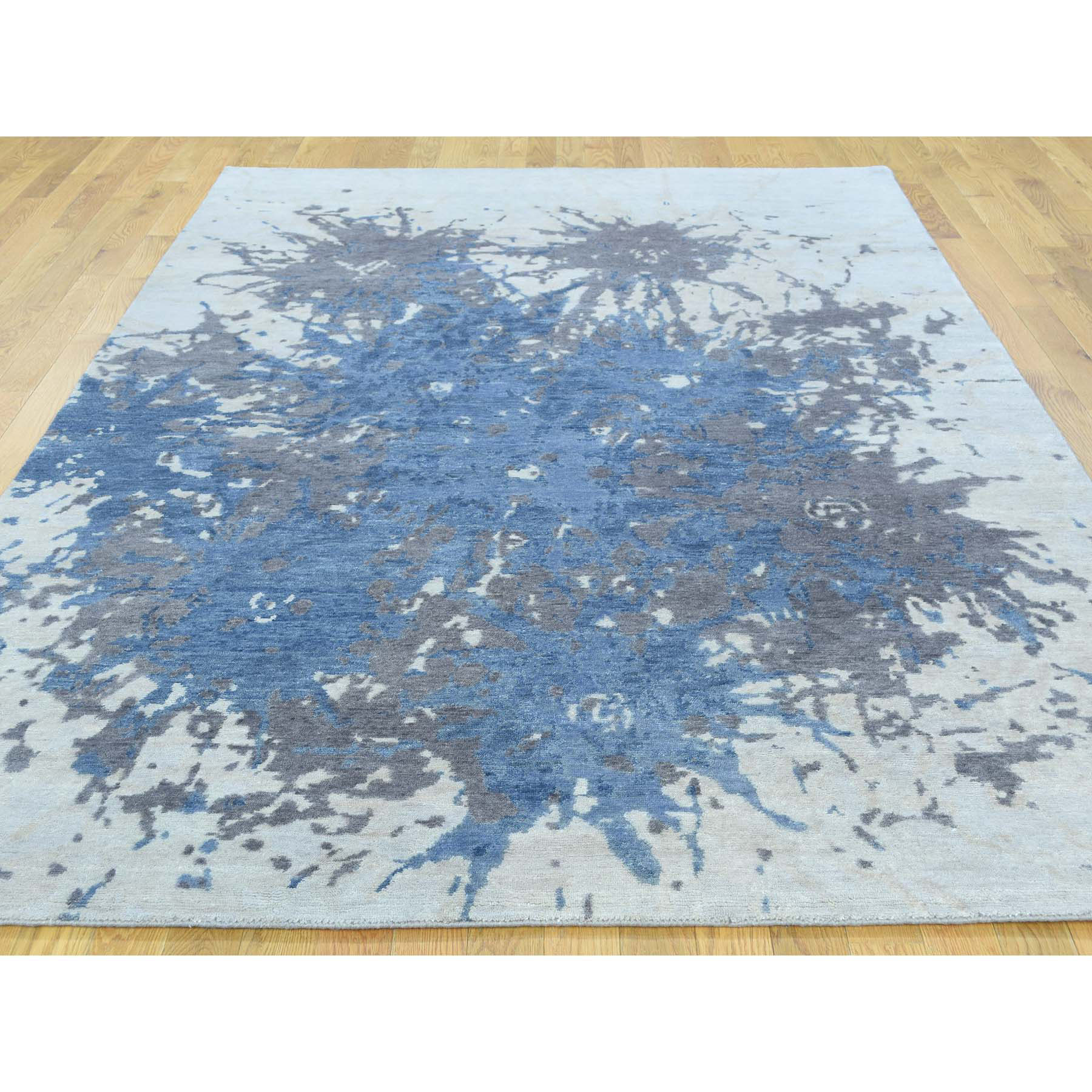 6-x9- Hand-Knotted 100 Percent Wool Splash Abstract Design Carpet 