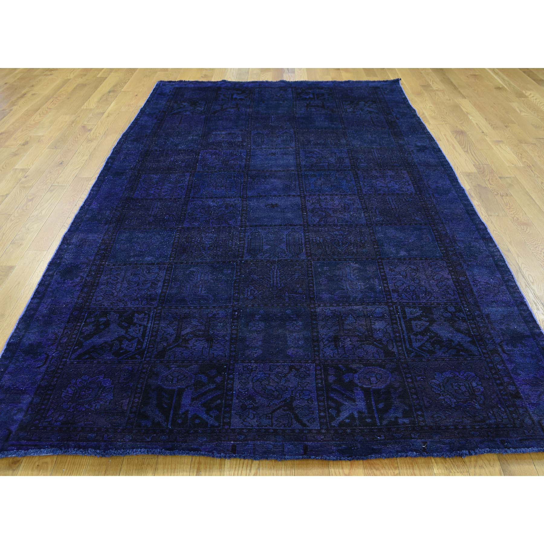 5-6 x10- On clearance Hand-Knotted Bakhtiari Garden Design Overdyed Wide Runner Rug 