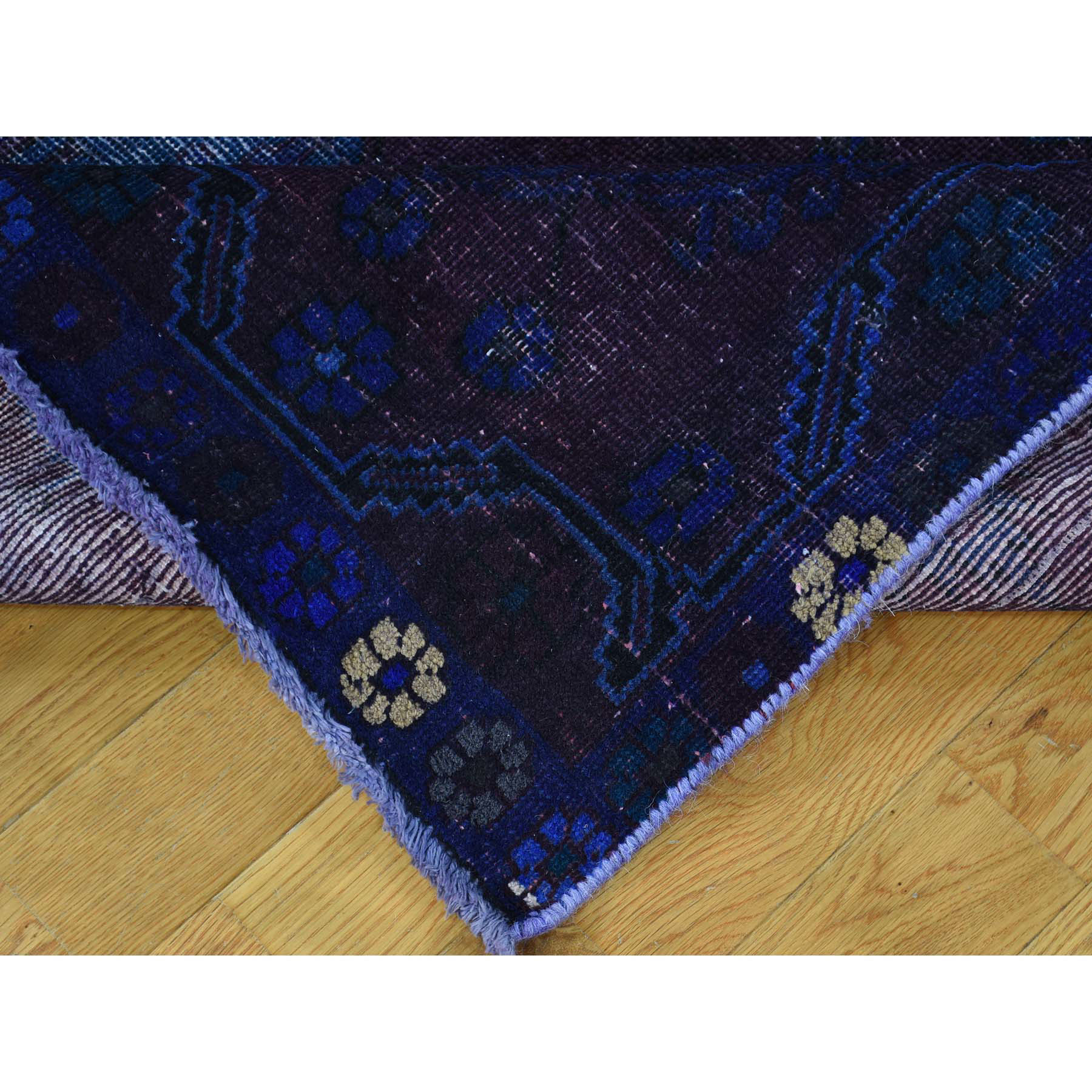 5-x6-10  On Clearance Overdyed Persian Hamadan Hand-Knotted Pure Wool Worn Rug 