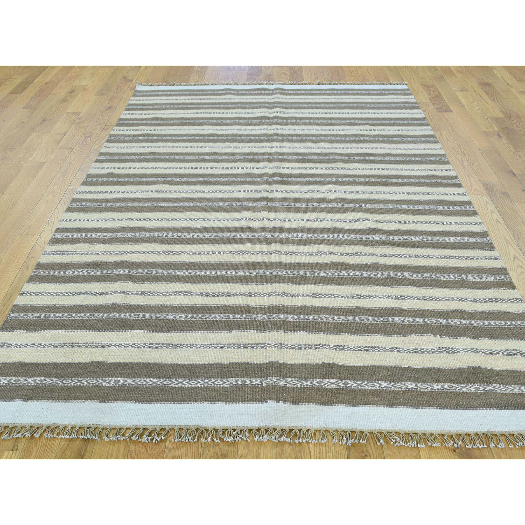 5-x8-1  On Clearance Hand-Woven Striped Flat Weave Kilim Pure Wool Oriental Rug 