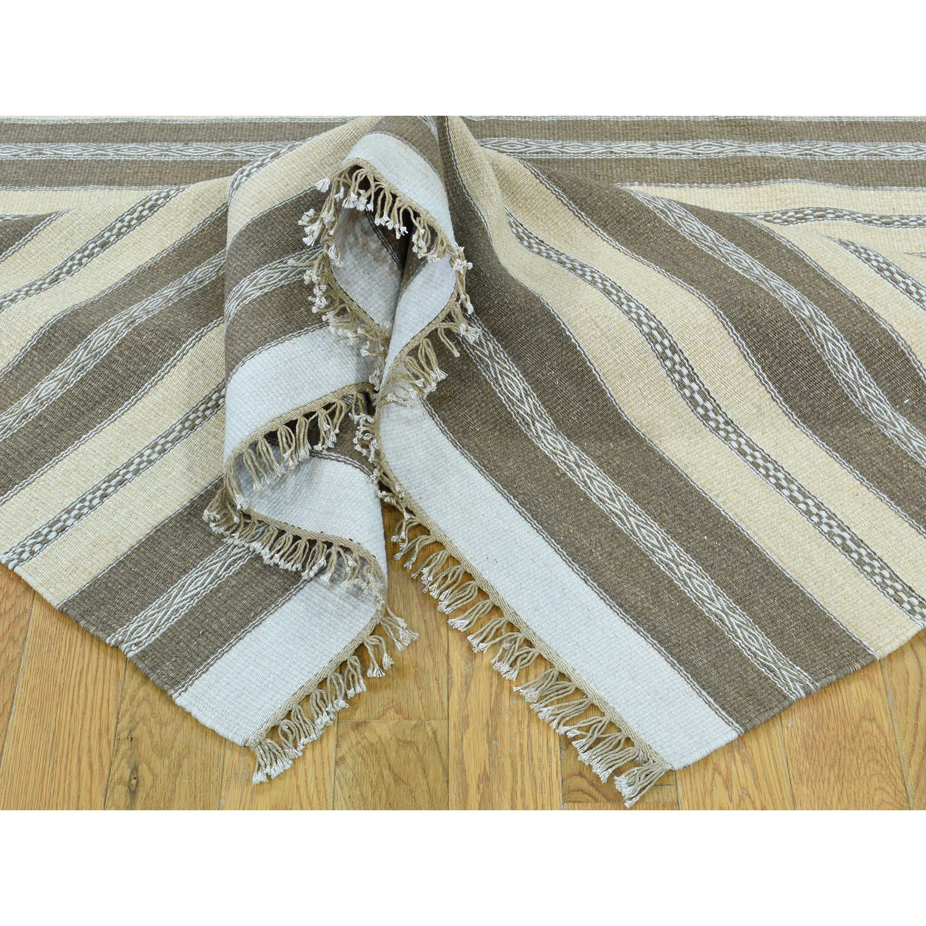 5-x8-1  On Clearance Hand-Woven Striped Flat Weave Kilim Pure Wool Oriental Rug 