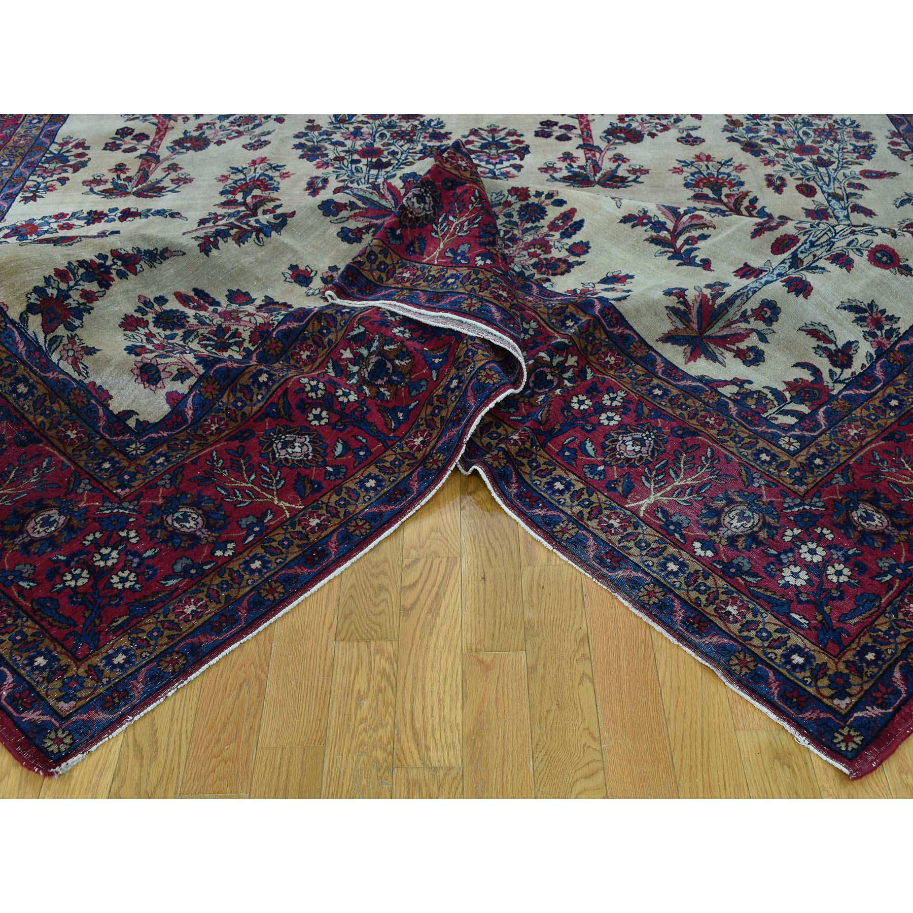 9-9 x15-8  Handmade Gallery Size Antique Persian Kerman Even Wear Rug 