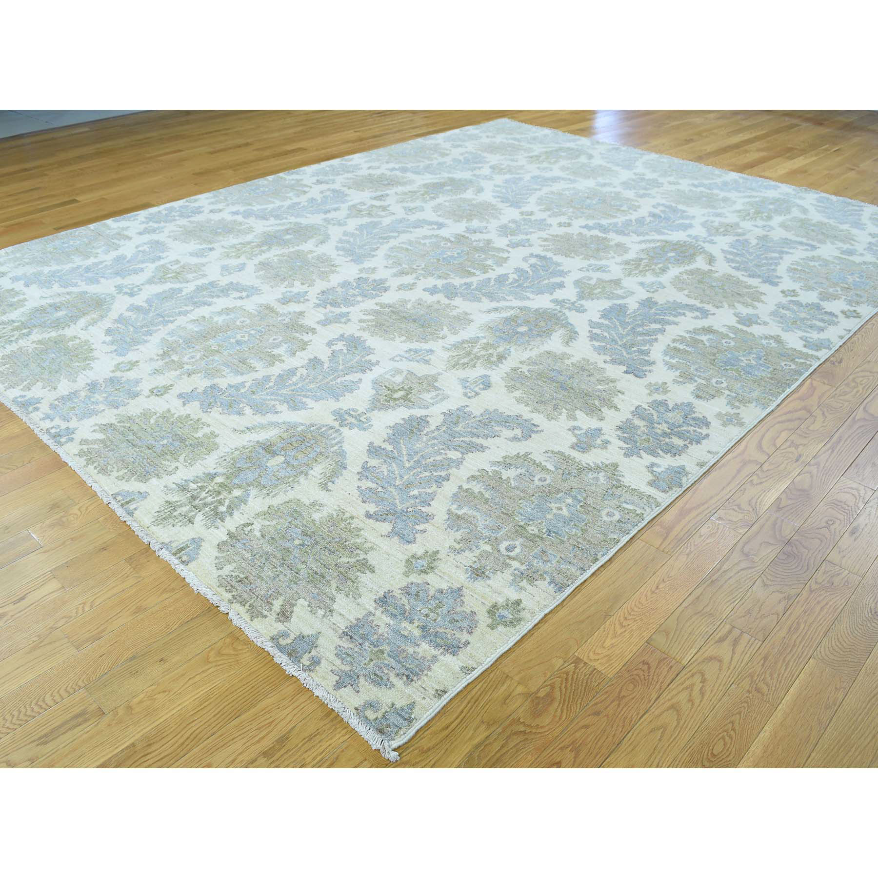 9-1 x12- Hand-Knotted Peshawar With Leaf Design Pure Wool Oriental Rug 