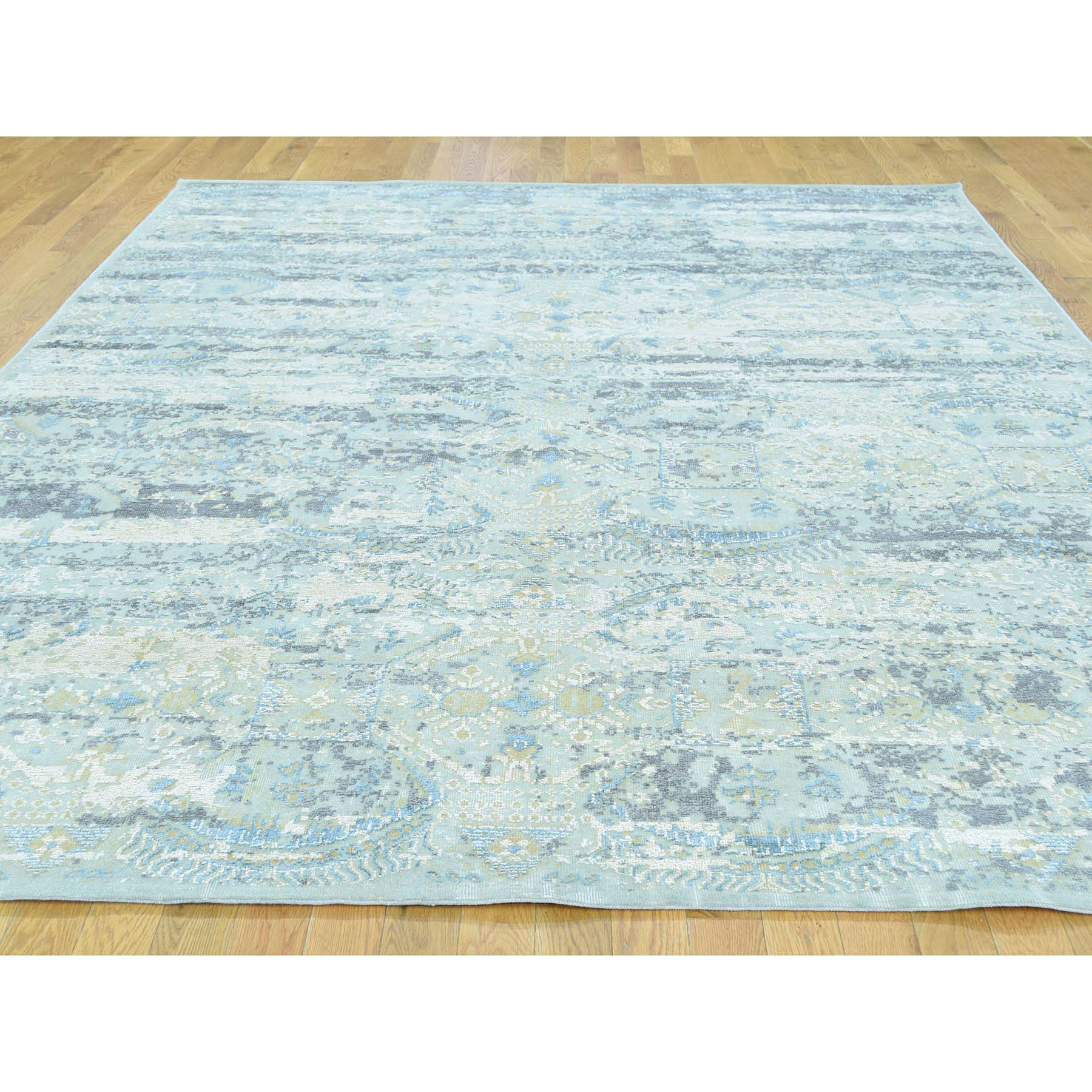 7-8 x10-1  Textured Wool With Silk High And Low Pile Modern Rug 